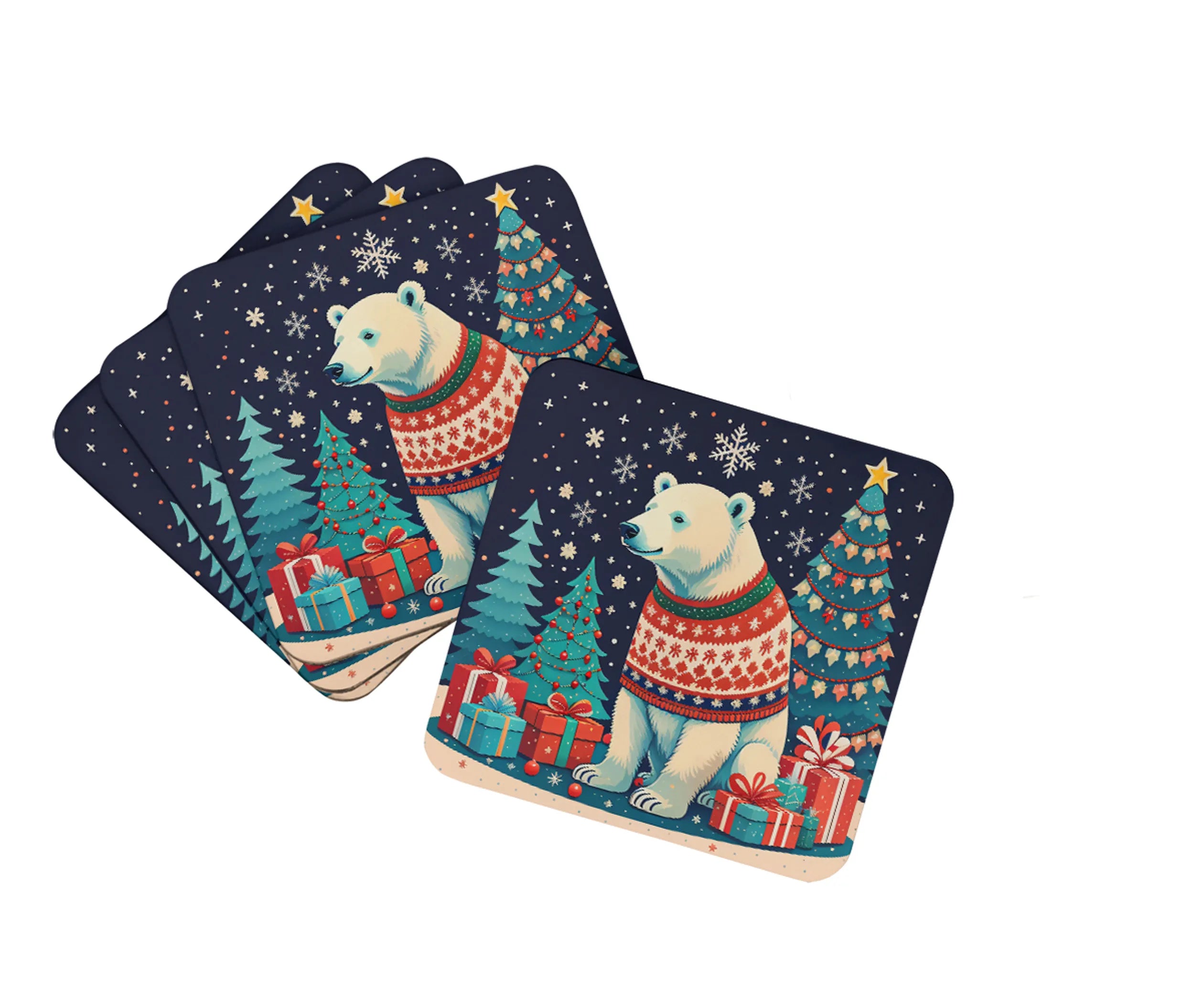 Animal Christmas Foam Coasters - Size: 3.5 | Pack Of: 1 | Collection name: Animal christmas
