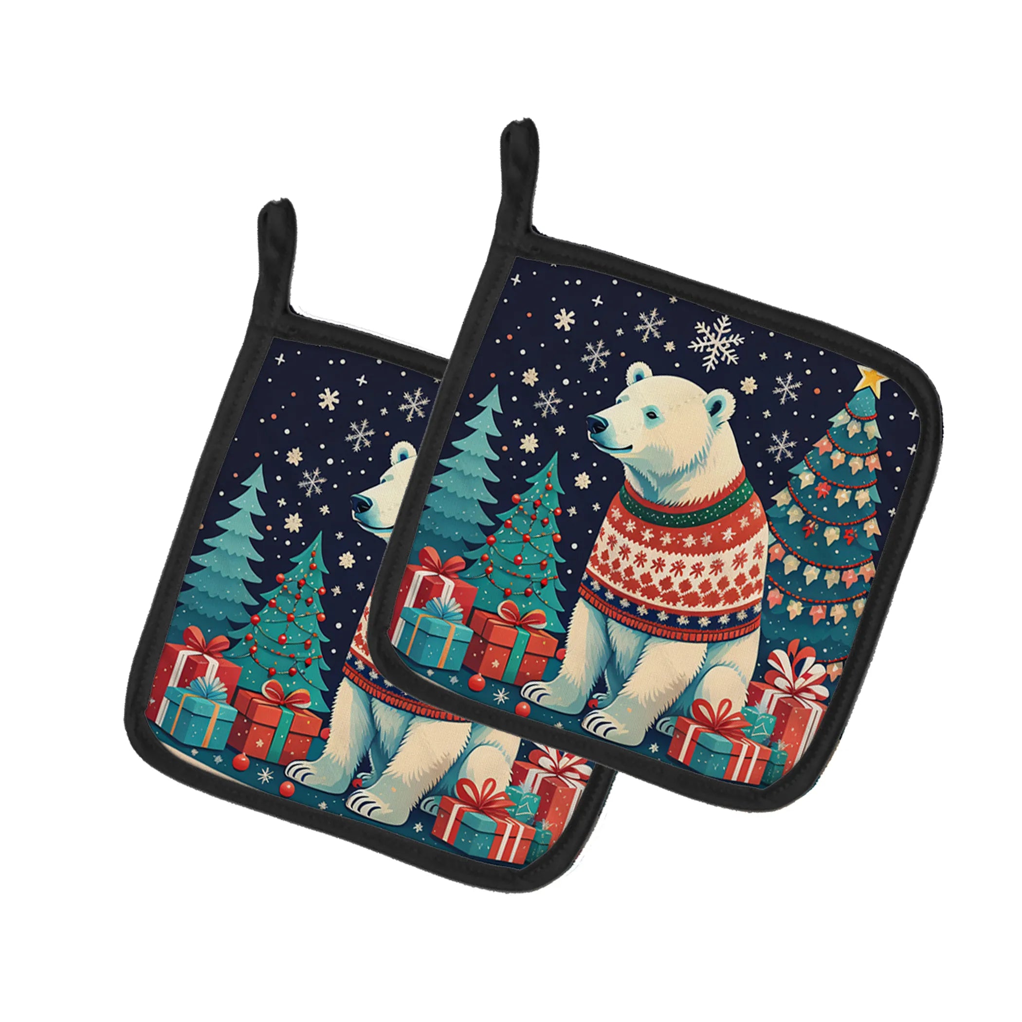 Animal Christmas Pair of Pot Holders - Size: 7.5HX7.5W | Pack Of: 1 | Collection name: Animal christmas
