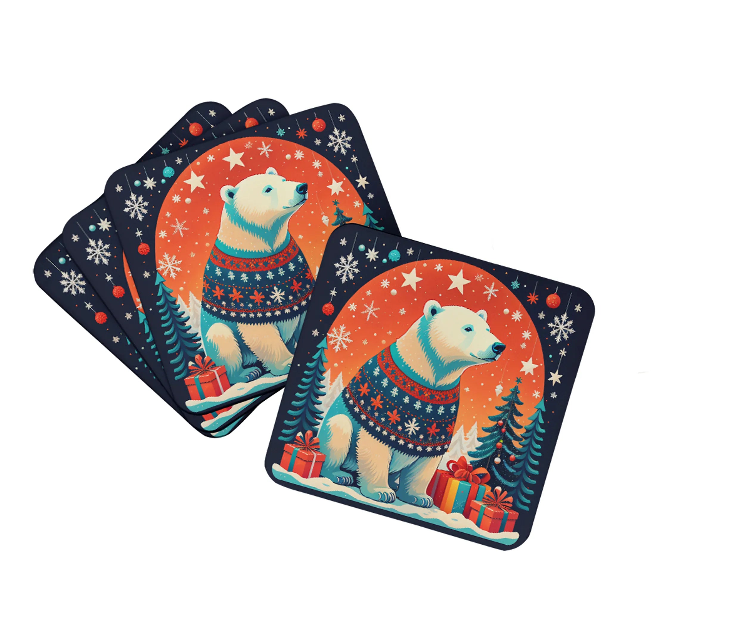 Animal Christmas Foam Coasters - Size: 3.5 | Pack Of: 1 | Collection name: Animal christmas