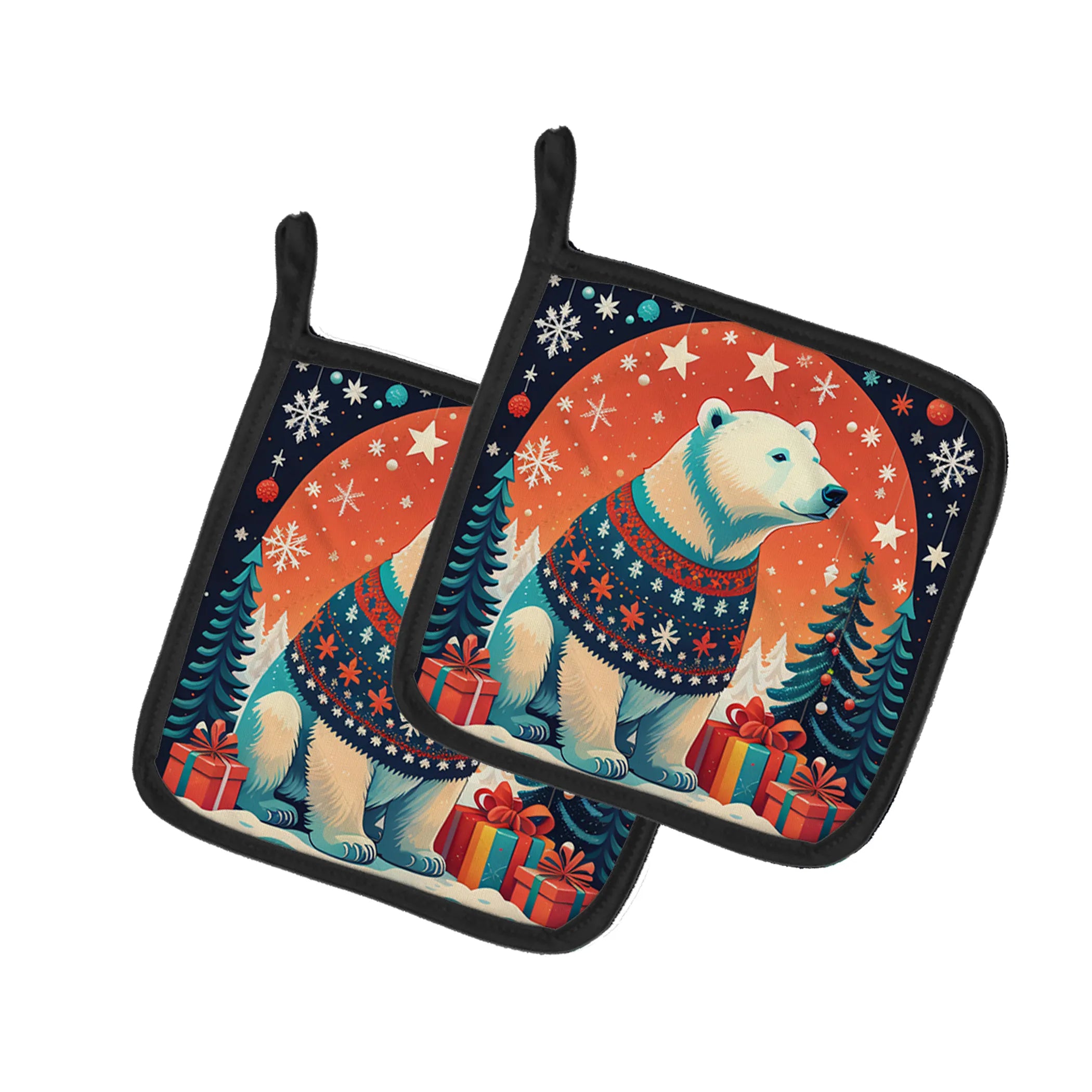 Animal Christmas Pair of Pot Holders - Size: 7.5HX7.5W | Pack Of: 1 | Collection name: Animal christmas