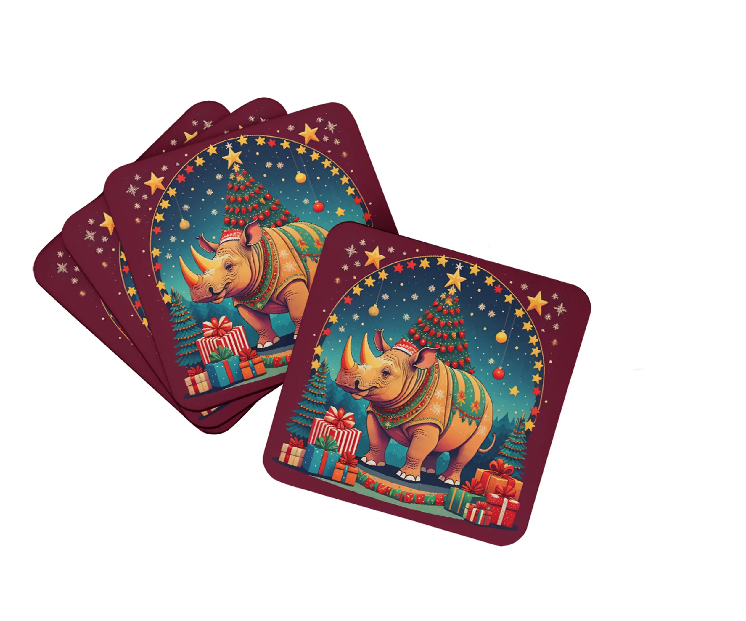 Animal Christmas Foam Coasters - Size: 3.5 | Pack Of: 1 | Collection name: Animal christmas
