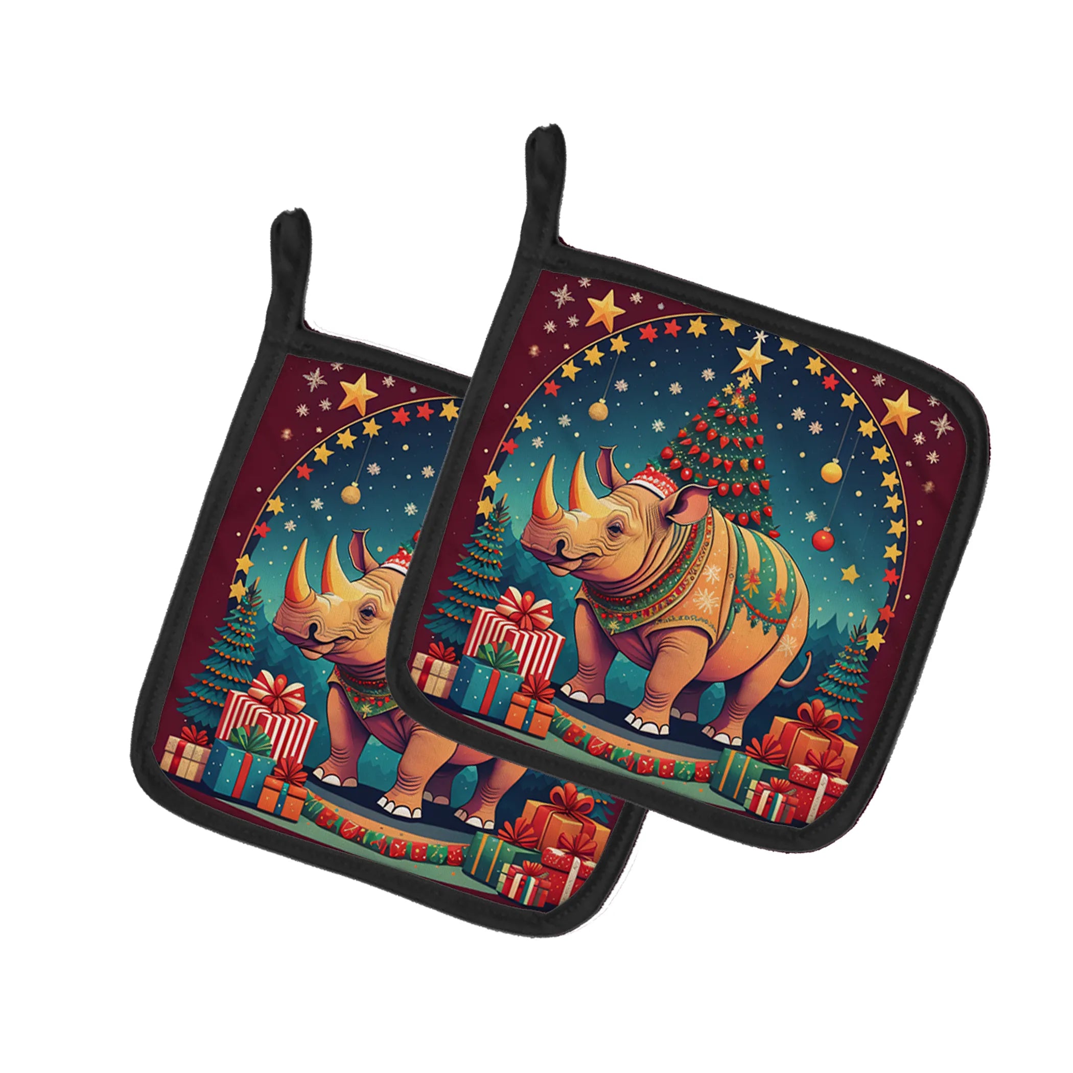 Animal Christmas Pair of Pot Holders - Size: 7.5HX7.5W | Pack Of: 1 | Collection name: Animal christmas