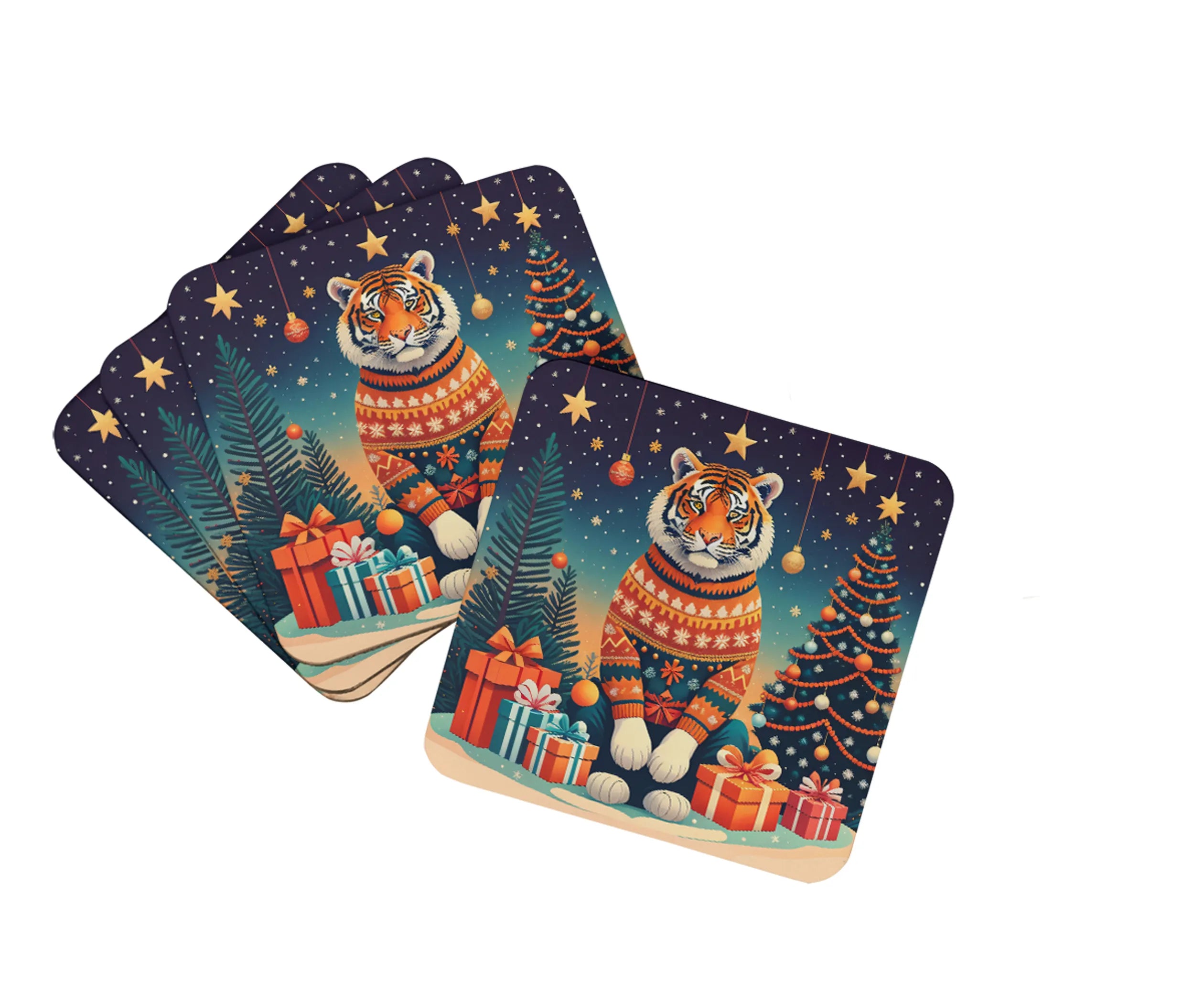 Animal Christmas Foam Coasters - Size: 3.5 | Pack Of: 1 | Collection name: Animal christmas