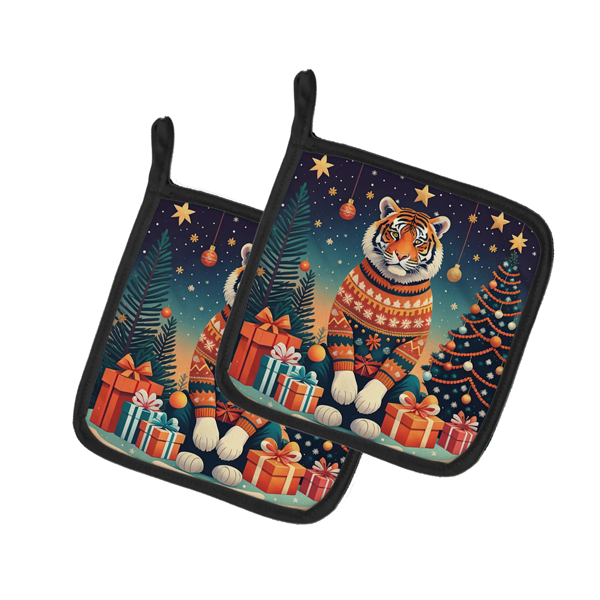 Animal Christmas Pair of Pot Holders - Size: 7.5HX7.5W | Pack Of: 1 | Collection name: Animal christmas