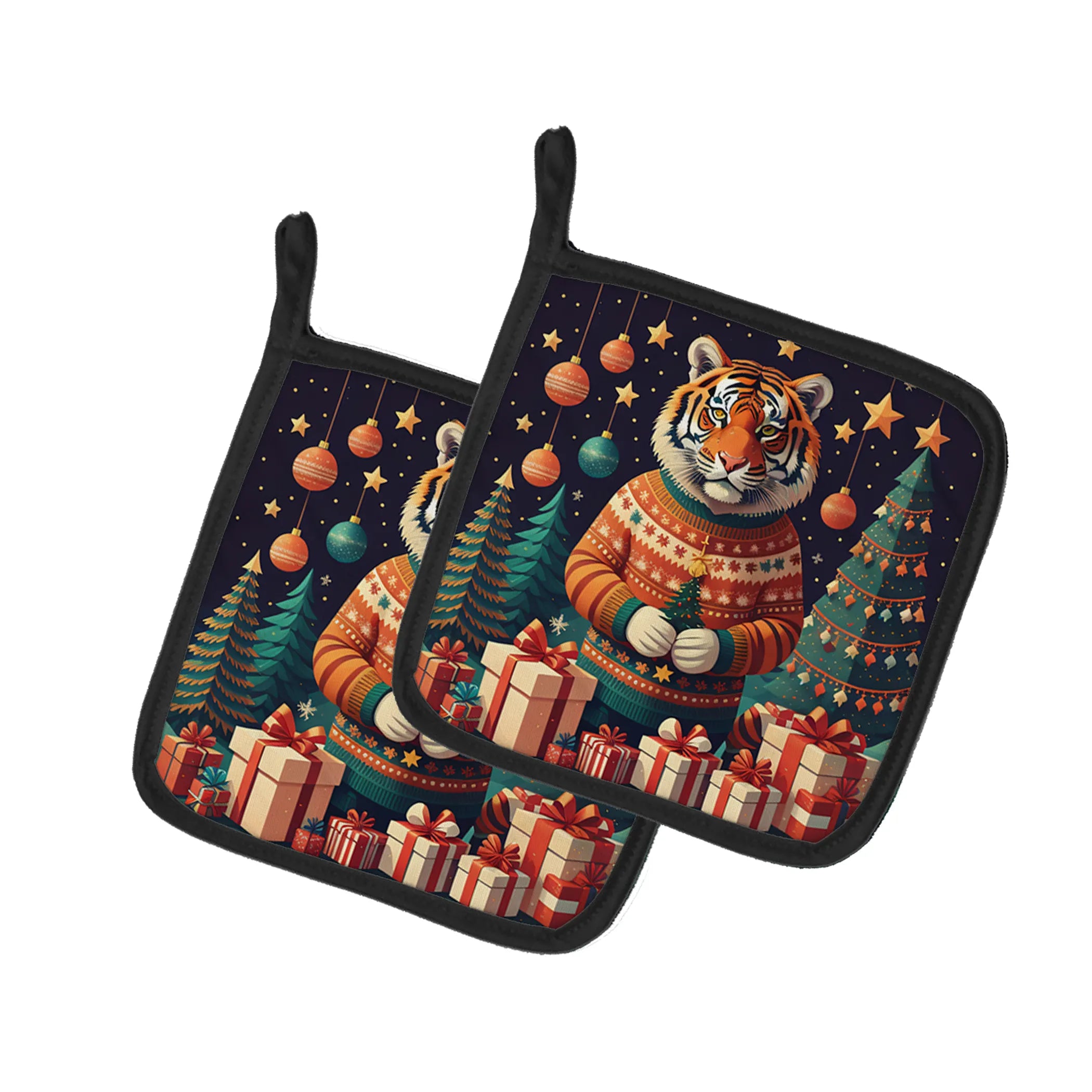 Animal Christmas Pair of Pot Holders - Size: 7.5HX7.5W | Pack Of: 1 | Collection name: Animal christmas