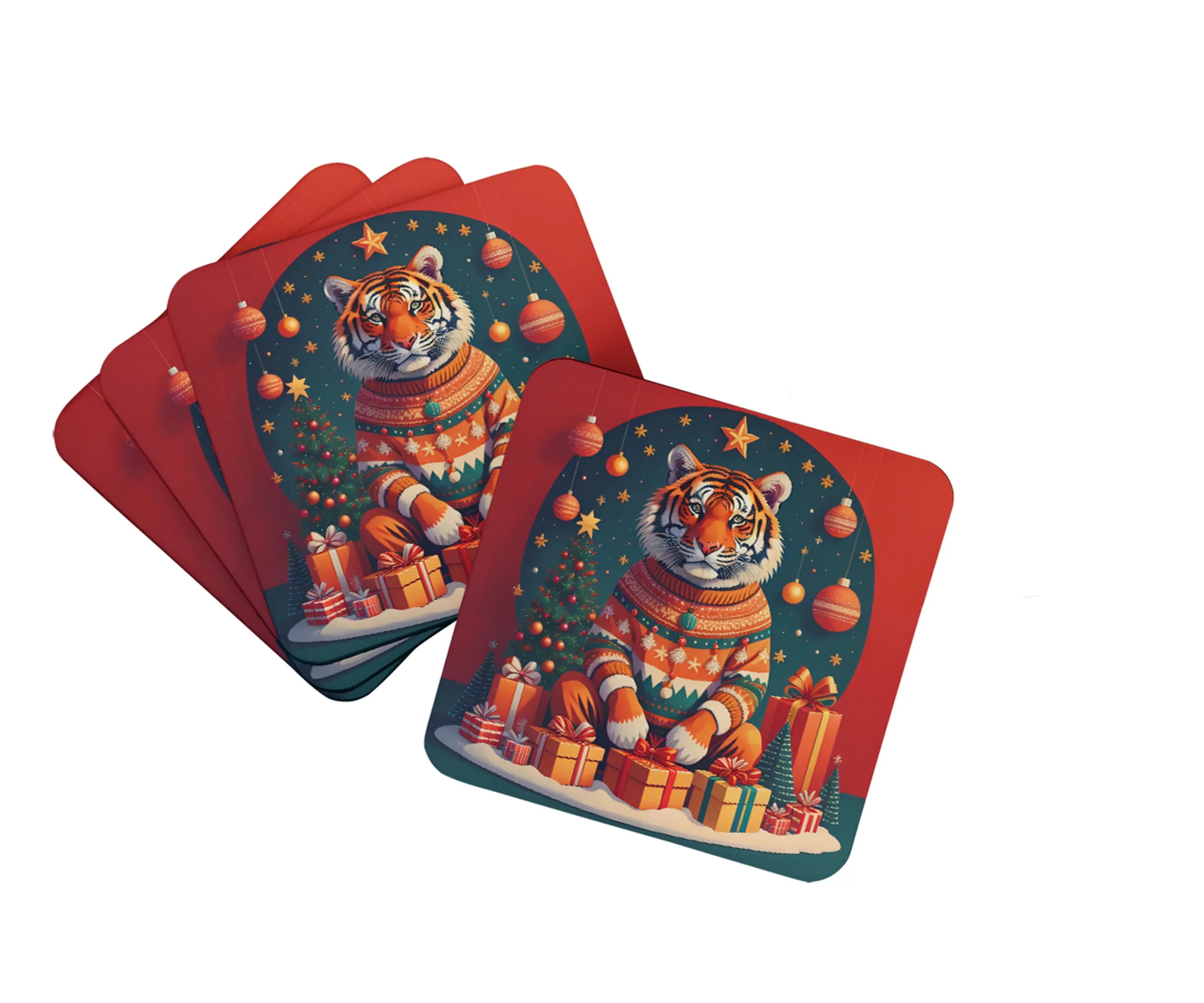 Animal Christmas Foam Coasters - Size: 3.5 | Pack Of: 1 | Collection name: Animal christmas