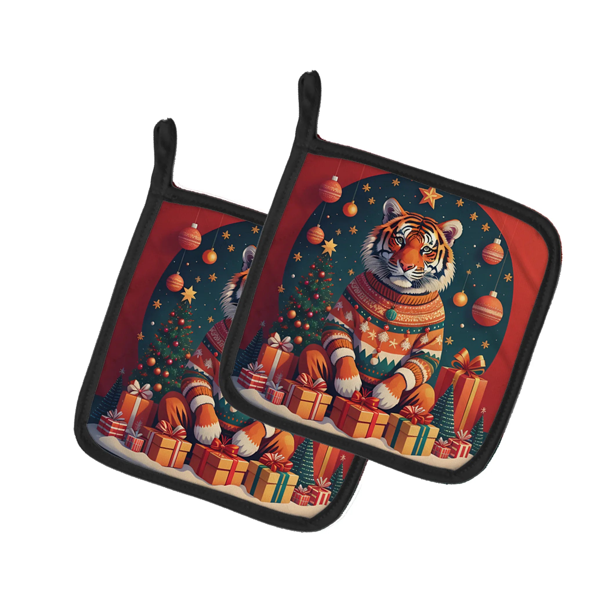 Animal Christmas Pair of Pot Holders - Size: 7.5HX7.5W | Pack Of: 1 | Collection name: Animal christmas