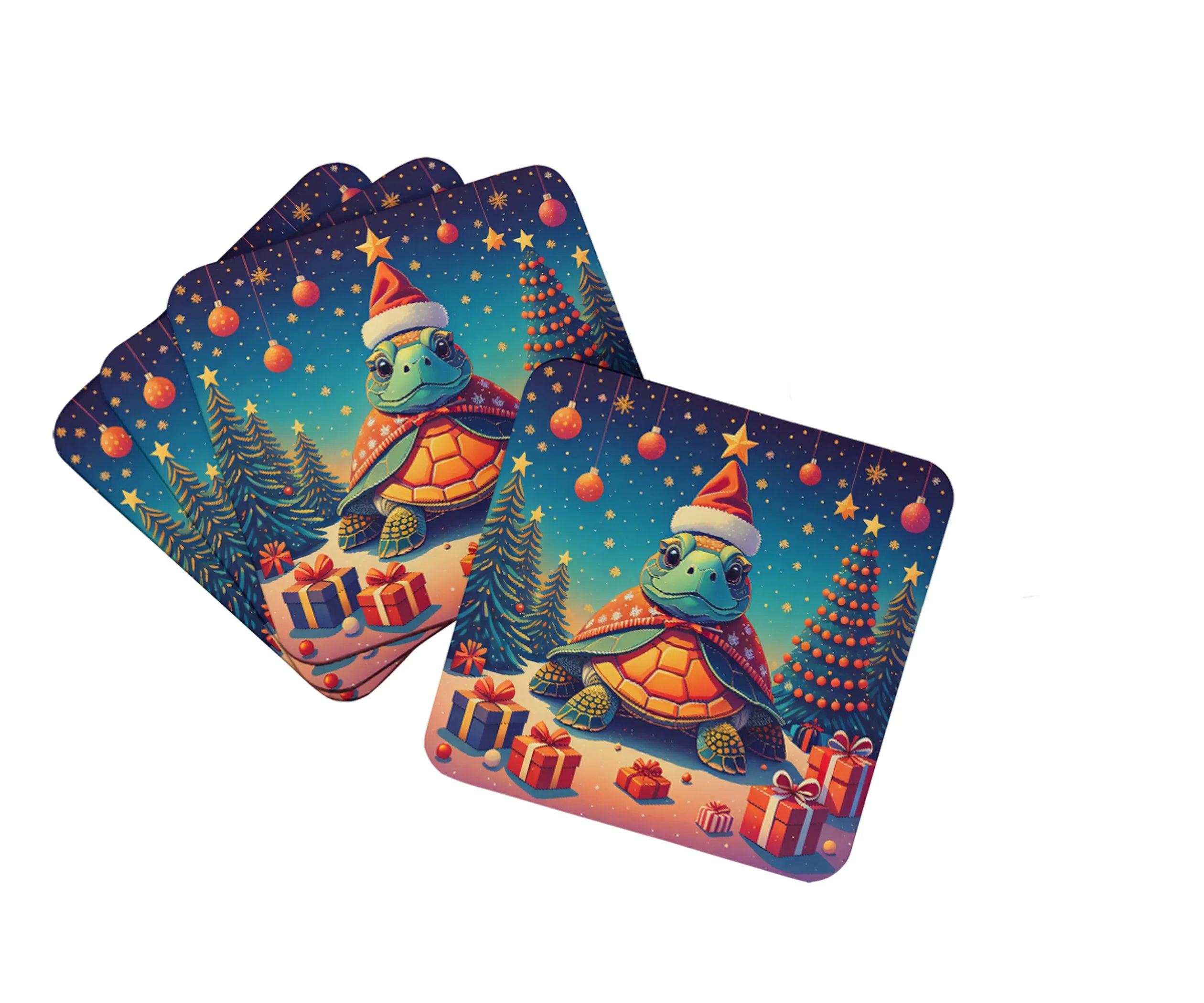 Animal Christmas Foam Coasters - Size: 3.5 | Pack Of: 1 | Collection name: Animal christmas