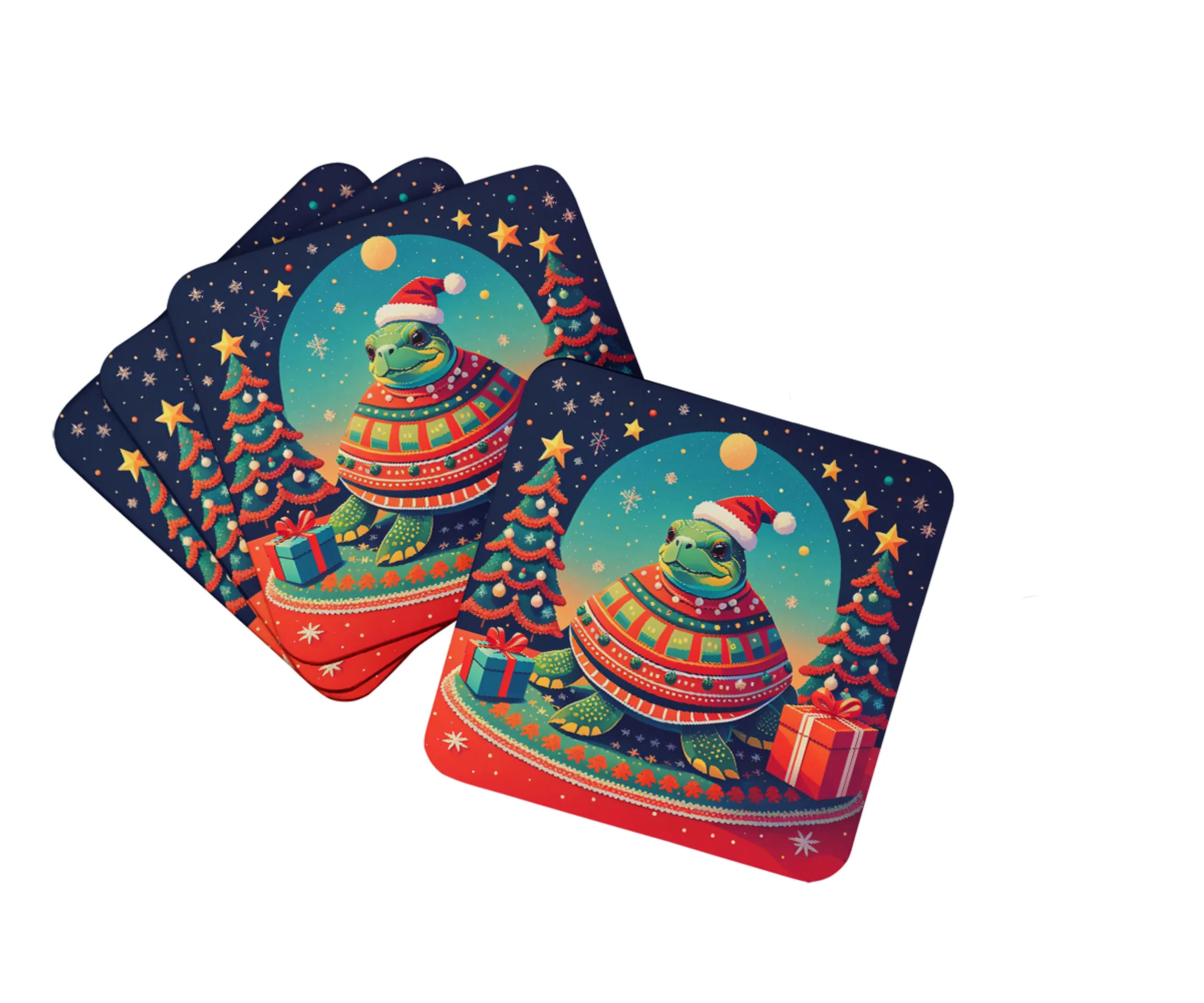 Animal Christmas Foam Coasters - Size: 3.5 | Pack Of: 1 | Collection name: Animal christmas