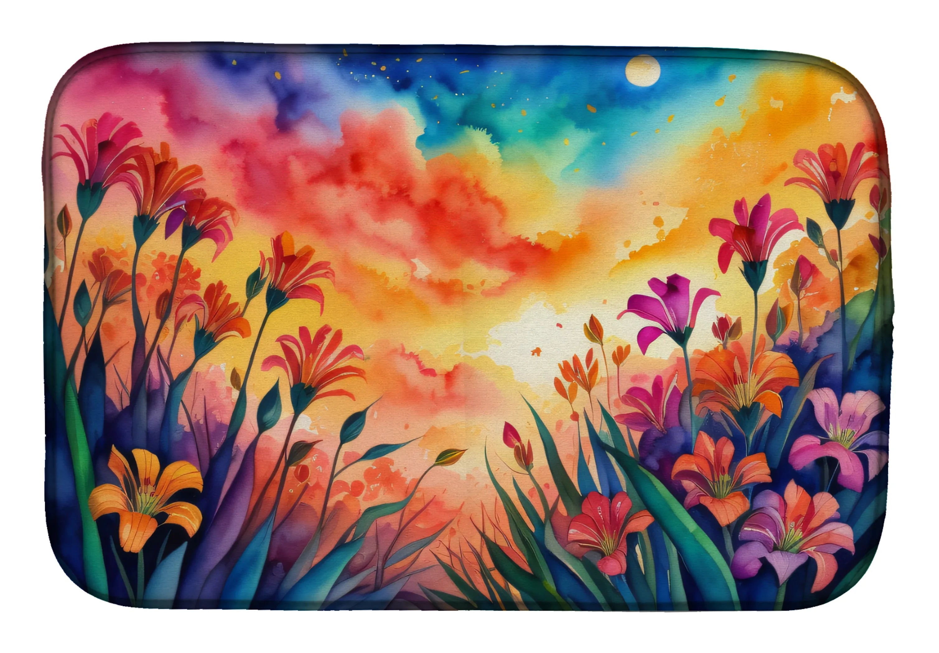 Flowers in Color Dish Drying Mat - Size: 14  X 21" | Pack Of: 1 | Collection name: Flowers in color