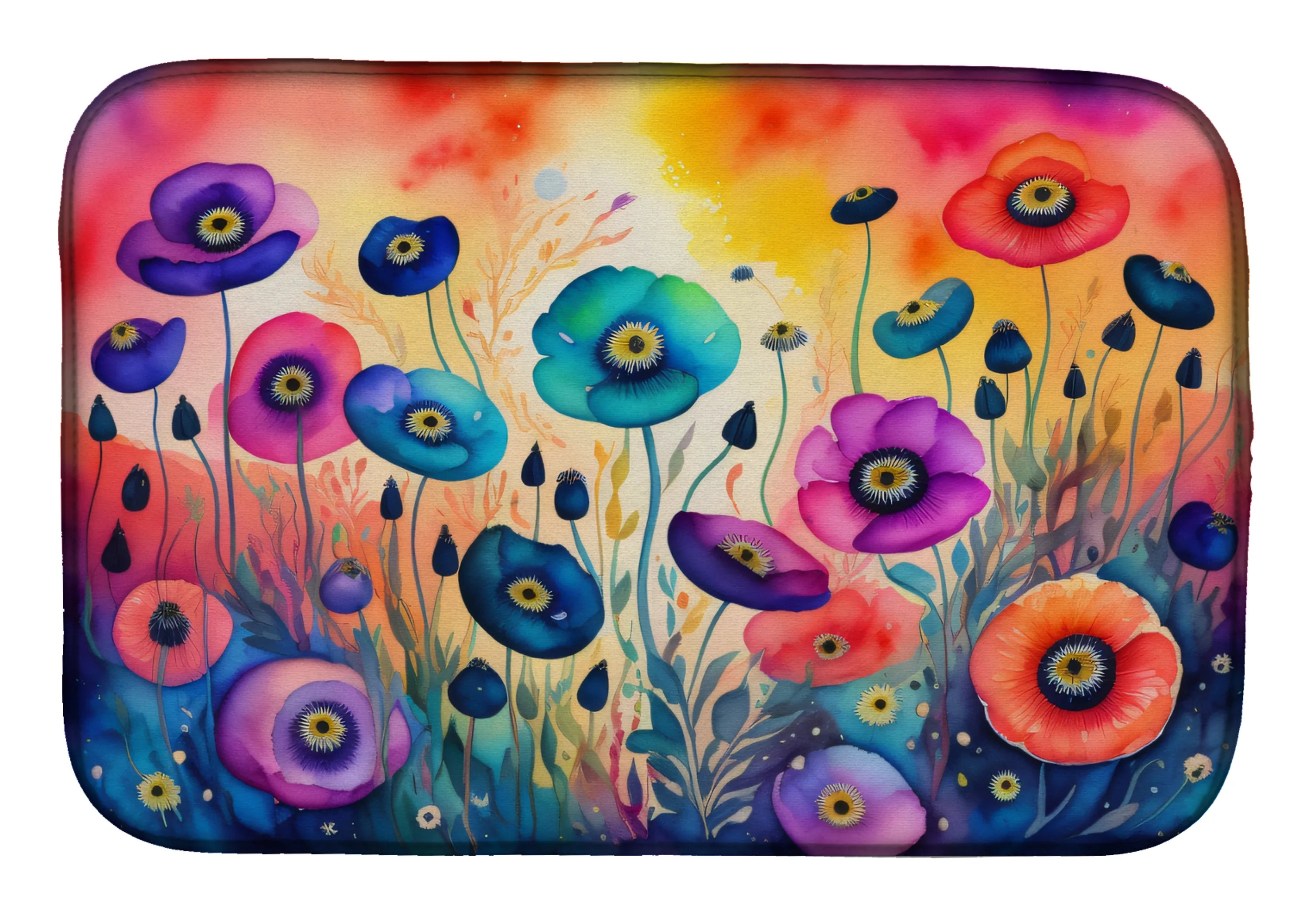 Flowers in Color Dish Drying Mat - Size: 14  X 21" | Pack Of: 1 | Collection name: Flowers in color