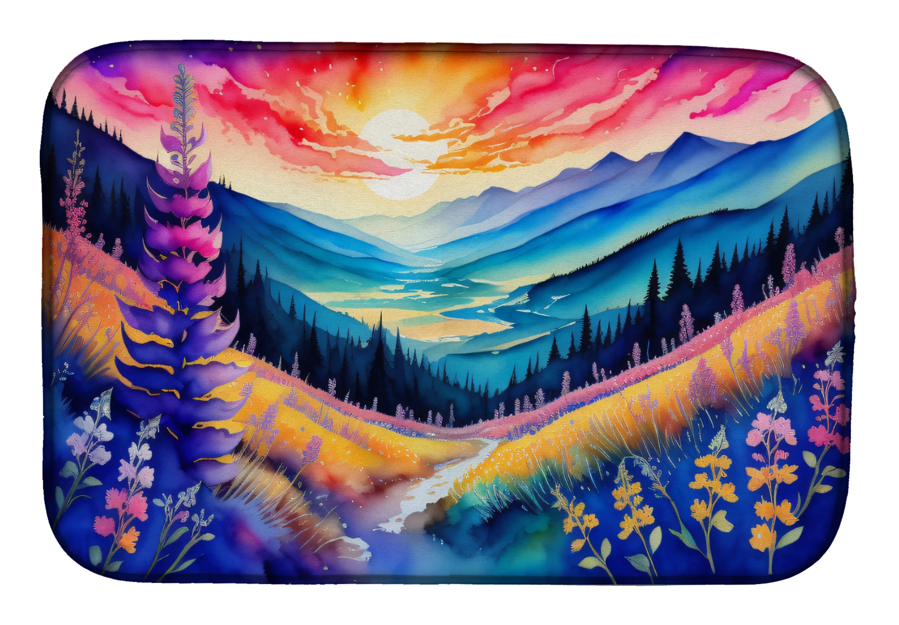 Flowers in Color Dish Drying Mat - Size: 14  X 21" | Pack Of: 1 | Collection name: Flowers in color