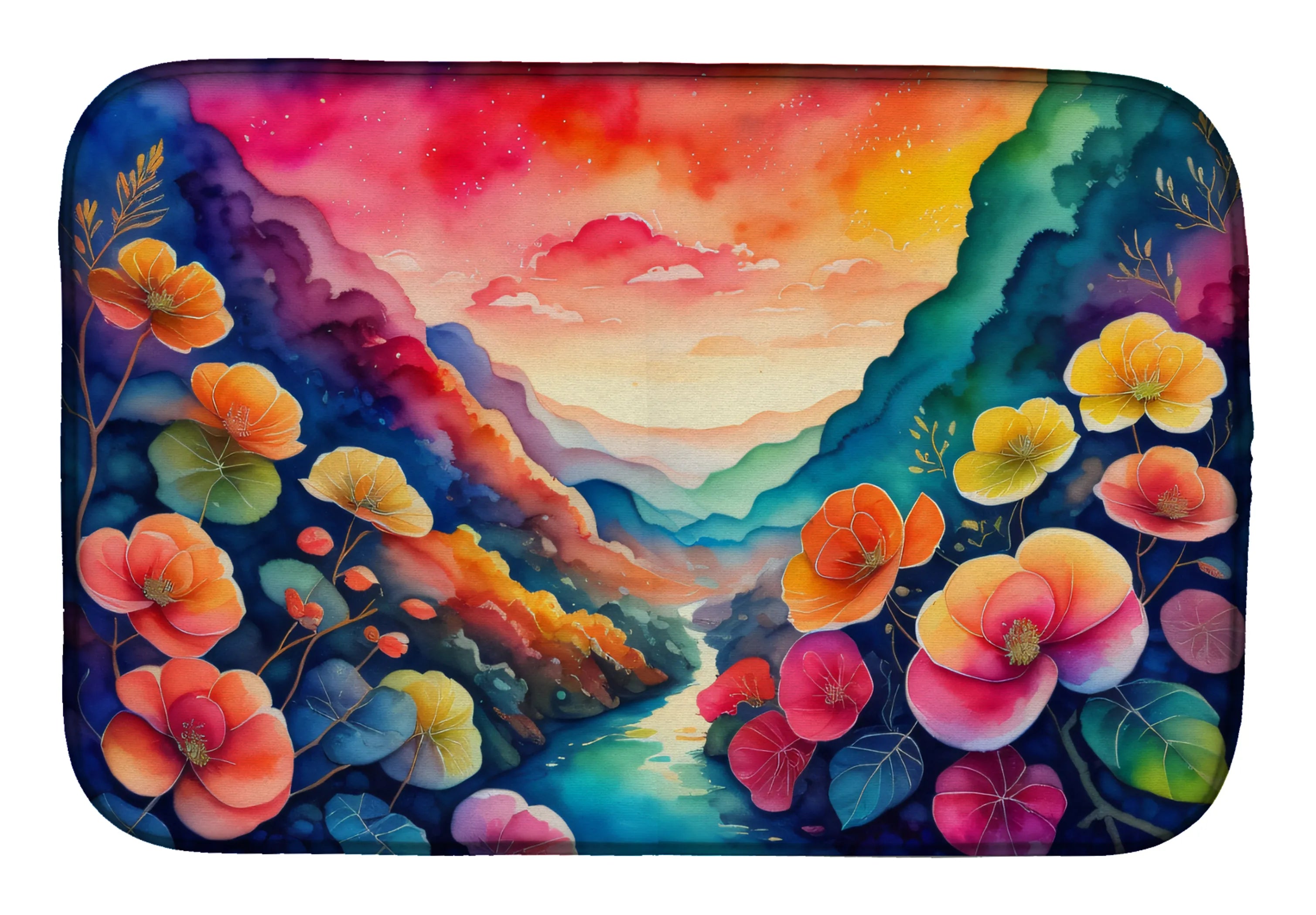 Flowers in Color Dish Drying Mat - Size: 14  X 21" | Pack Of: 1 | Collection name: Flowers in color