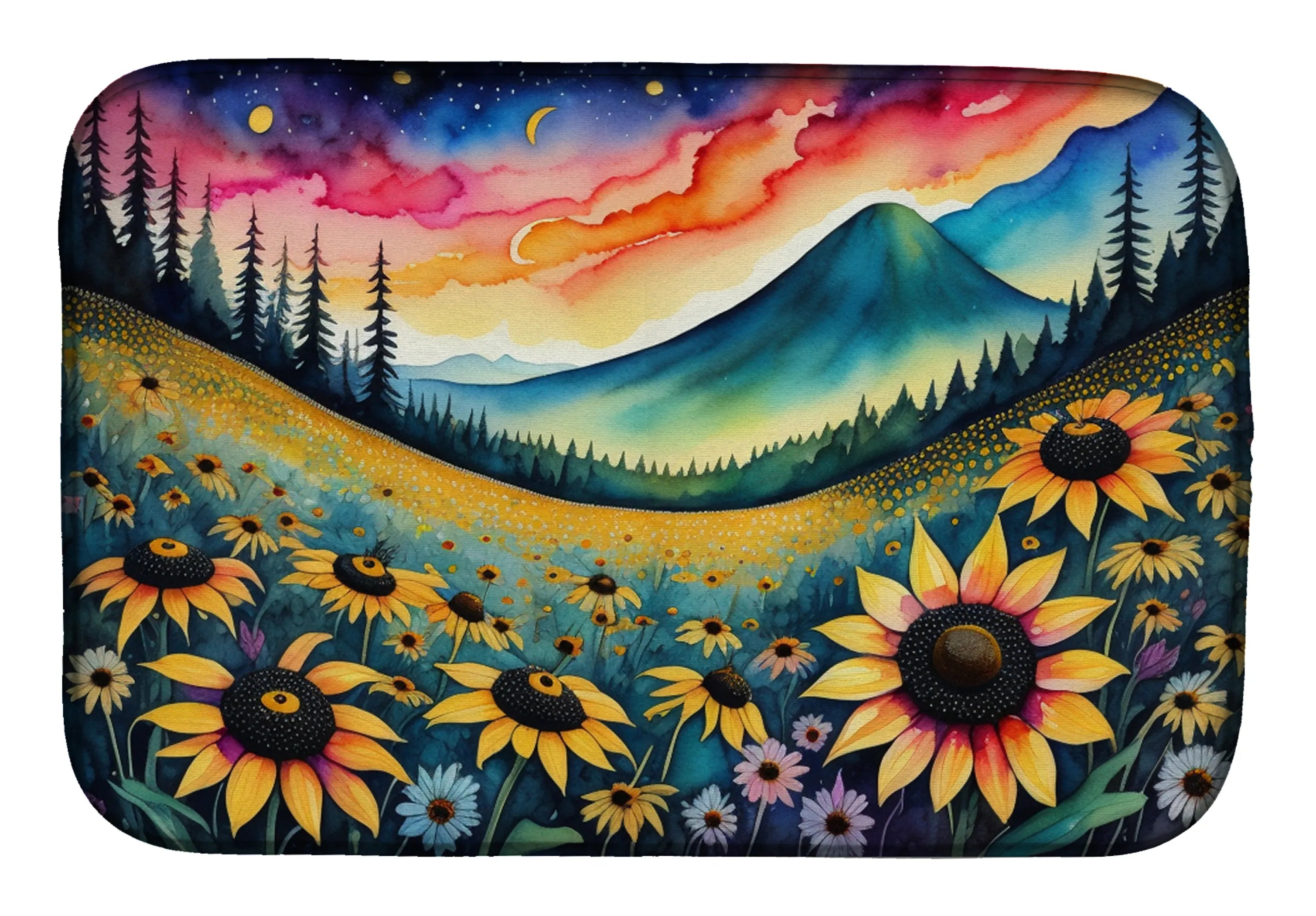 Flowers in Color Dish Drying Mat - Size: 14  X 21" | Pack Of: 1 | Collection name: Flowers in color