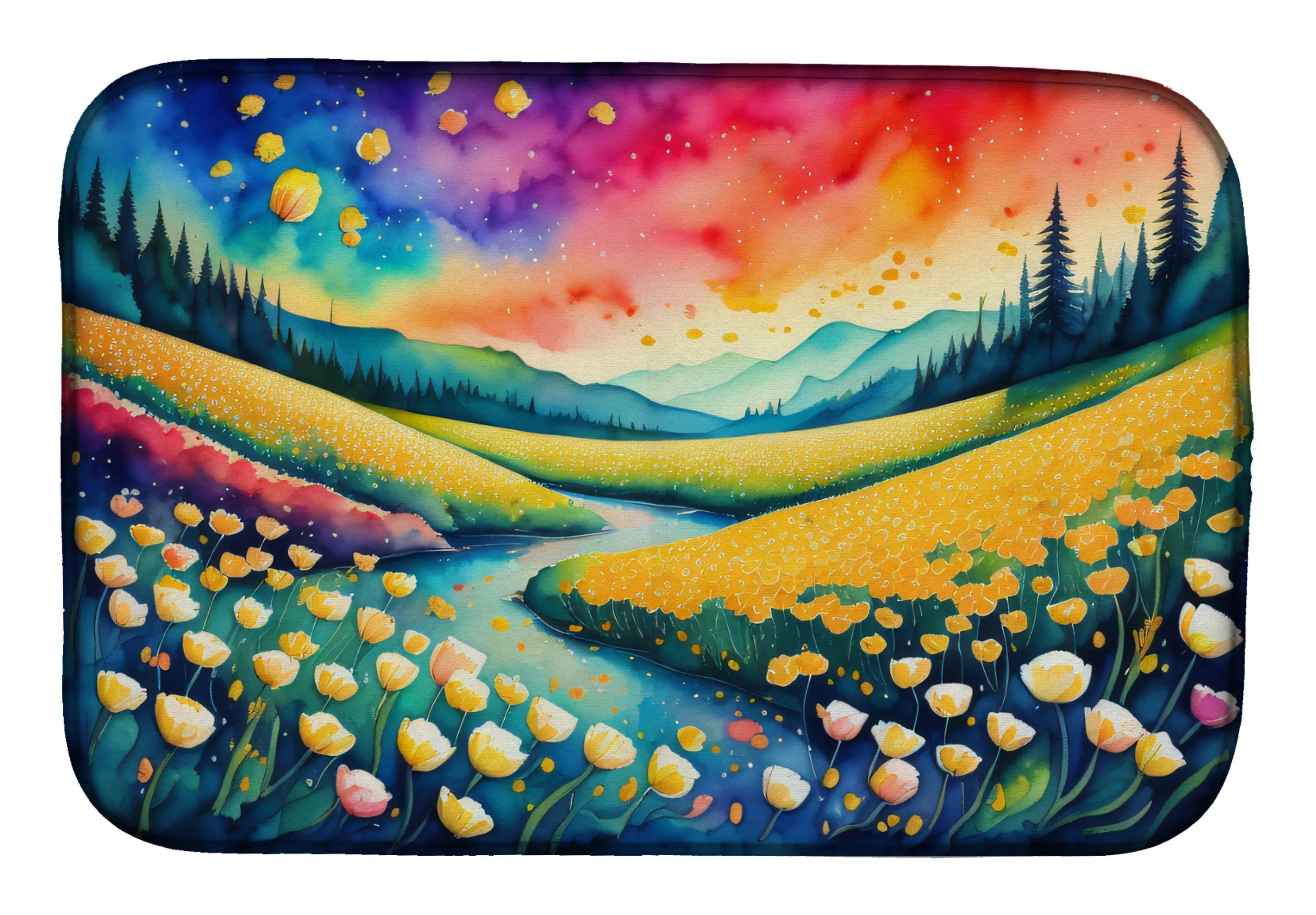 Flowers in Color Dish Drying Mat - Size: 14  X 21" | Pack Of: 1 | Collection name: Flowers in color