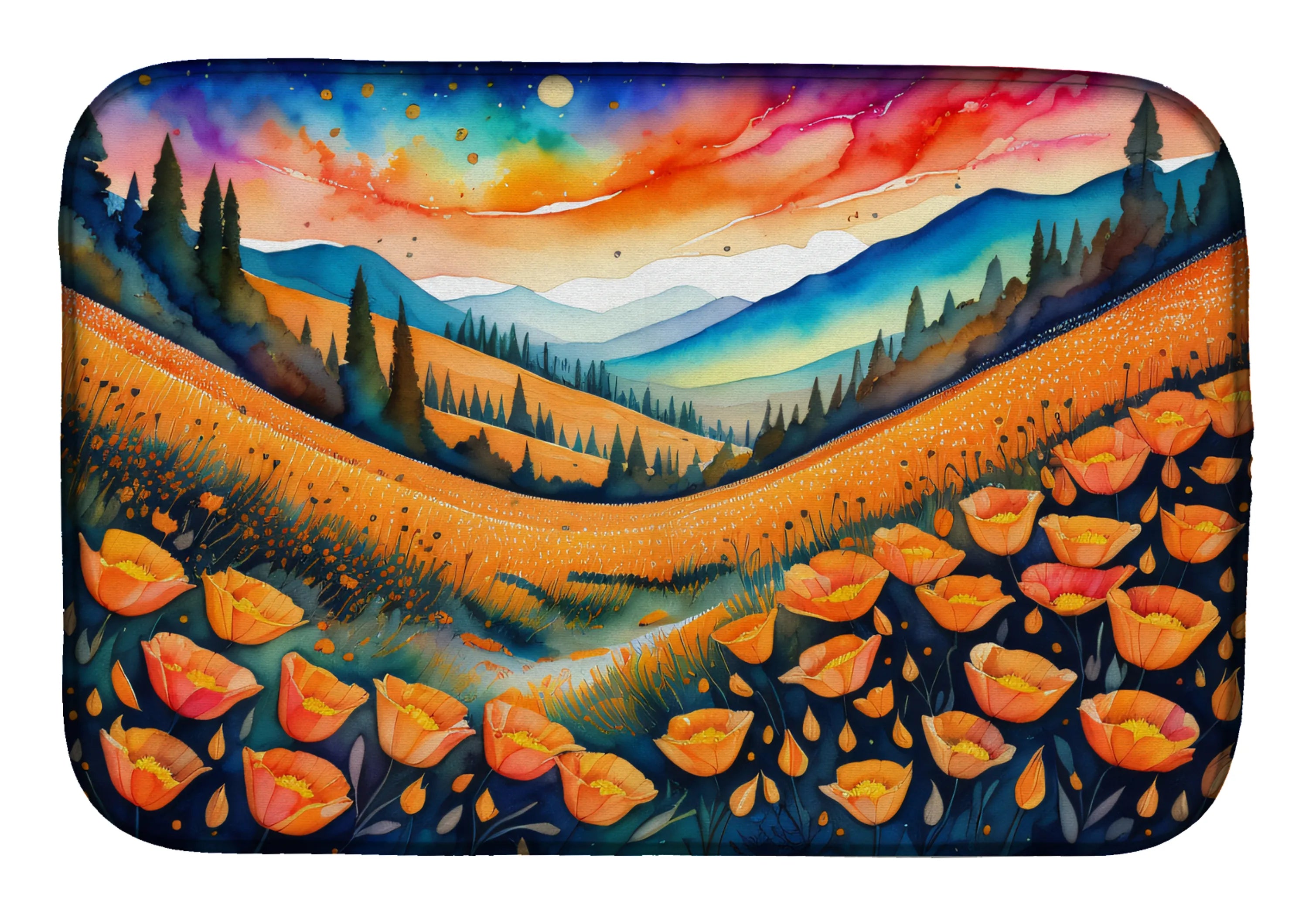 Flowers in Color Dish Drying Mat - Size: 14  X 21" | Pack Of: 1 | Collection name: Flowers in color