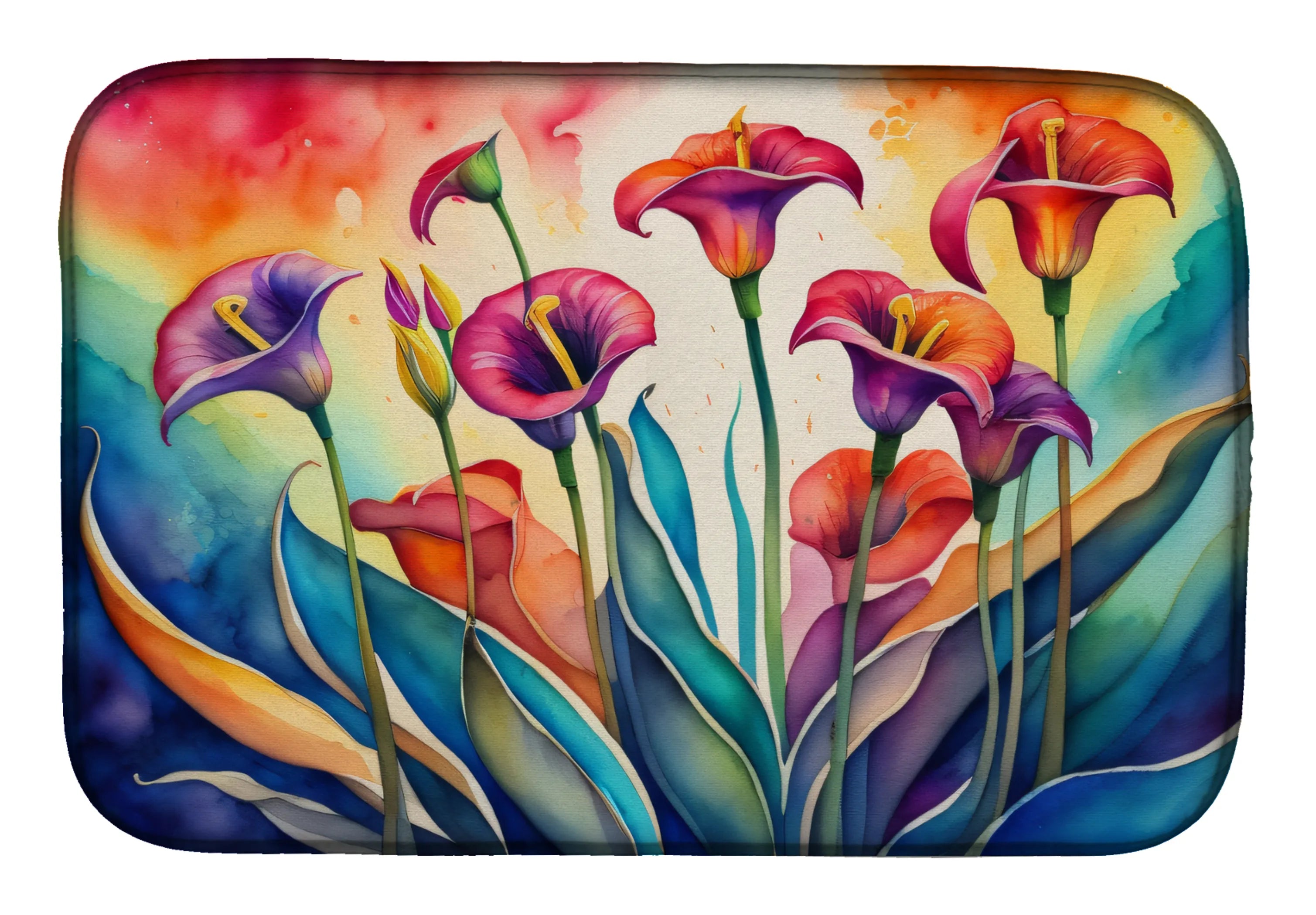 Flowers in Color Dish Drying Mat - Size: 14  X 21" | Pack Of: 1 | Collection name: Flowers in color