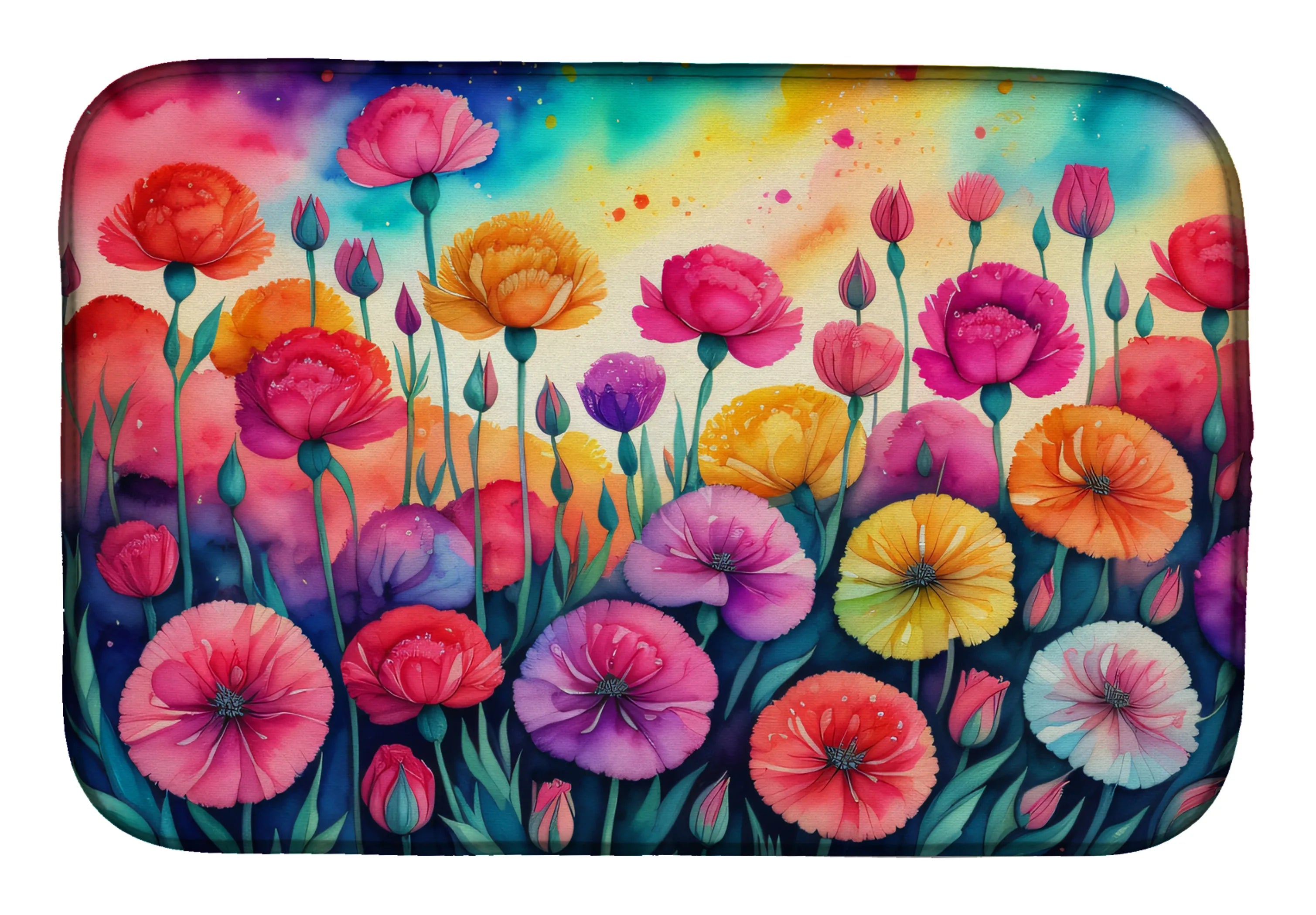Flowers in Color Dish Drying Mat - Size: 14  X 21" | Pack Of: 1 | Collection name: Flowers in color