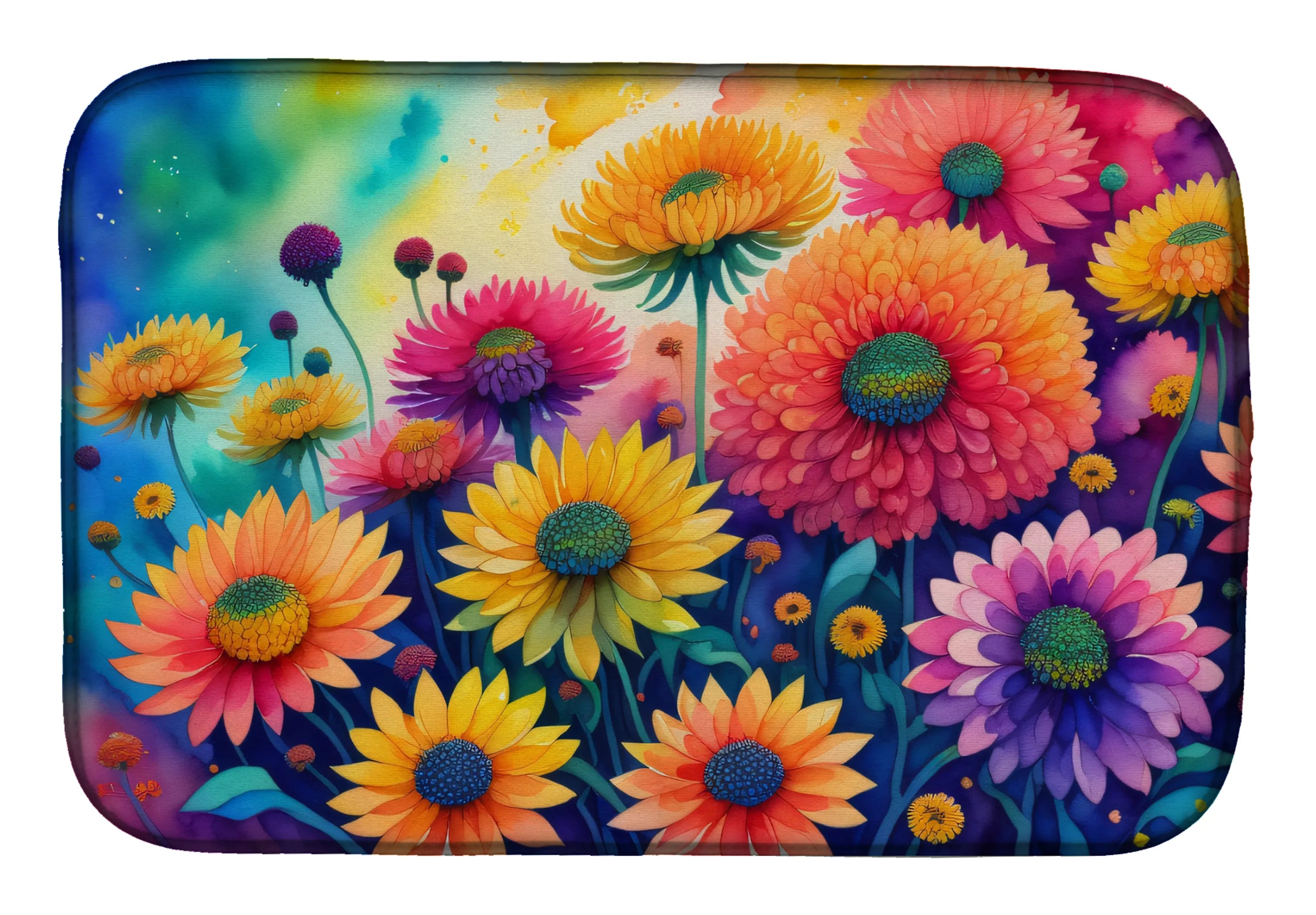 Flowers in Color Dish Drying Mat - Size: 14  X 21" | Pack Of: 1 | Collection name: Flowers in color