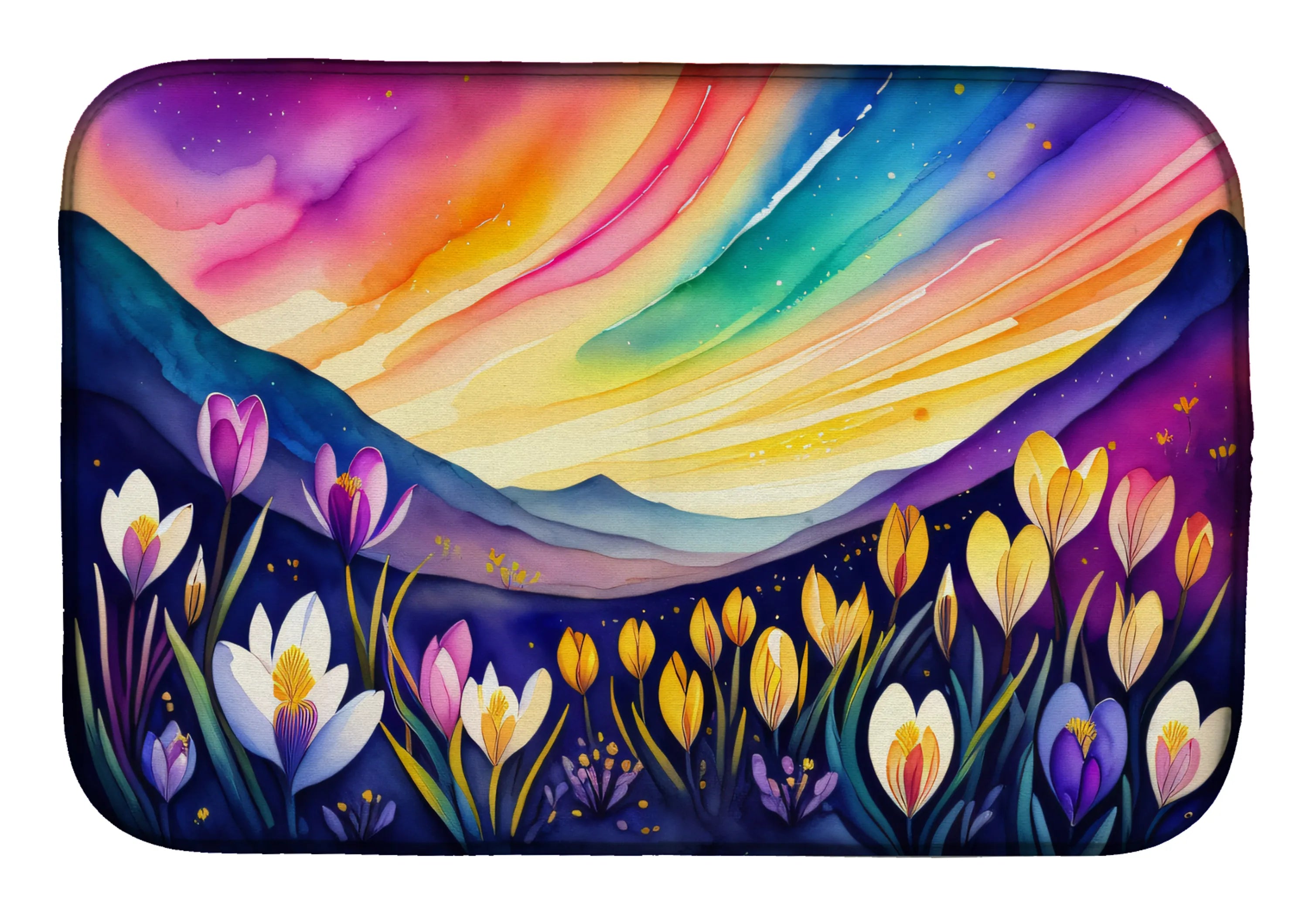 Flowers in Color Dish Drying Mat - Size: 14  X 21" | Pack Of: 1 | Collection name: Flowers in color