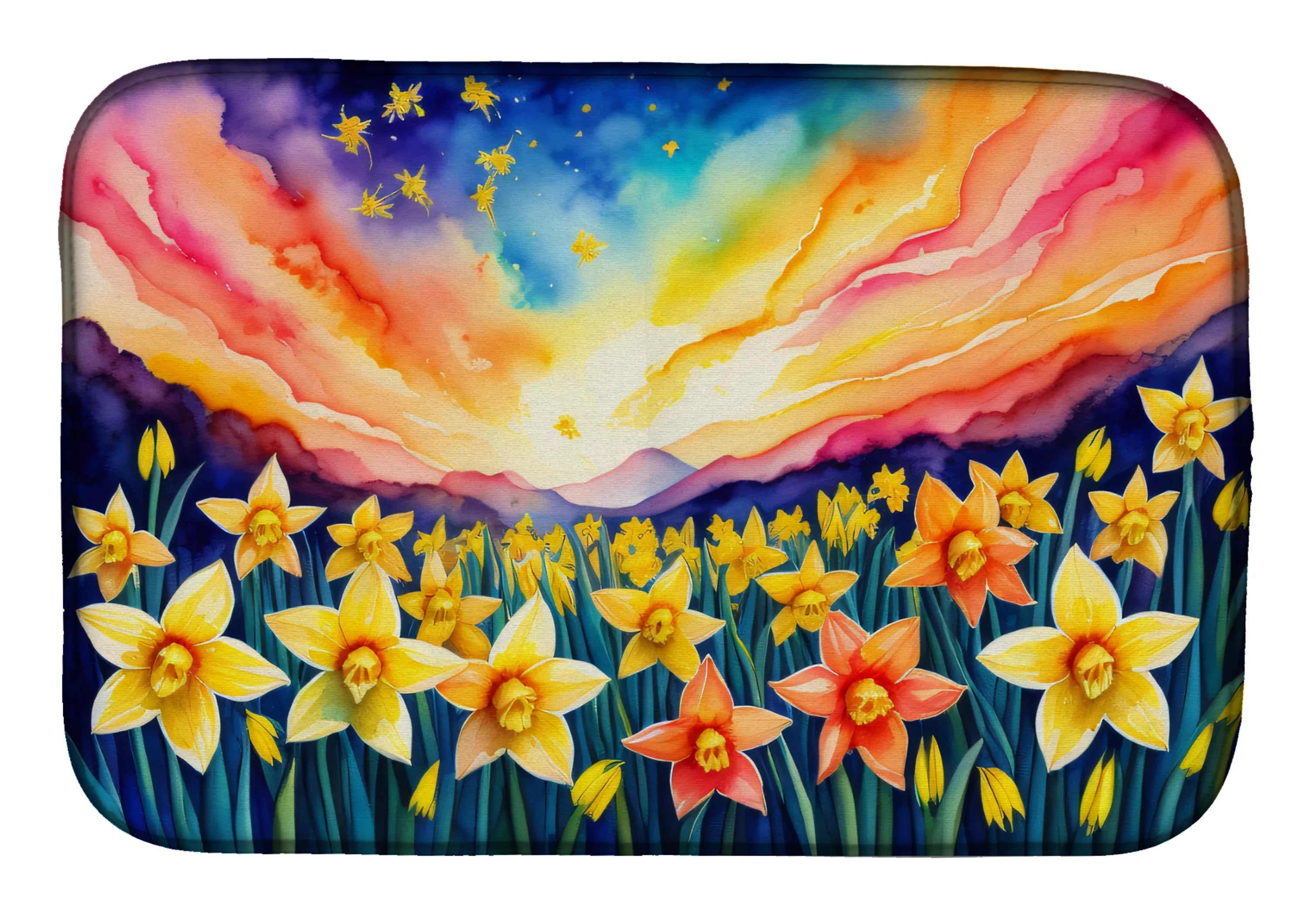 Flowers in Color Dish Drying Mat - Size: 14  X 21" | Pack Of: 1 | Collection name: Flowers in color