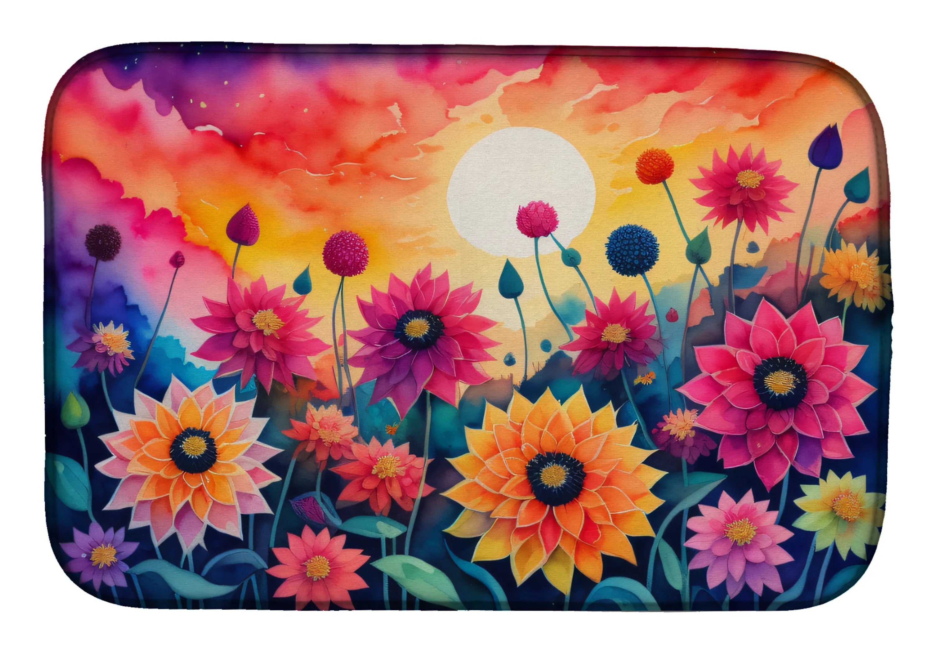 Flowers in Color Dish Drying Mat - Size: 14  X 21" | Pack Of: 1 | Collection name: Flowers in color