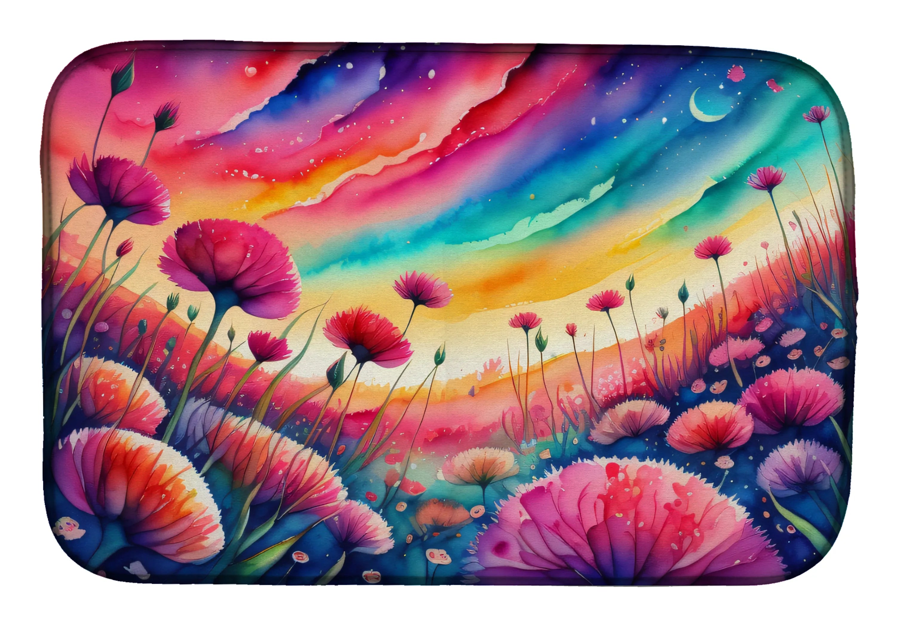 Flowers in Color Dish Drying Mat - Size: 14  X 21" | Pack Of: 1 | Collection name: Flowers in color