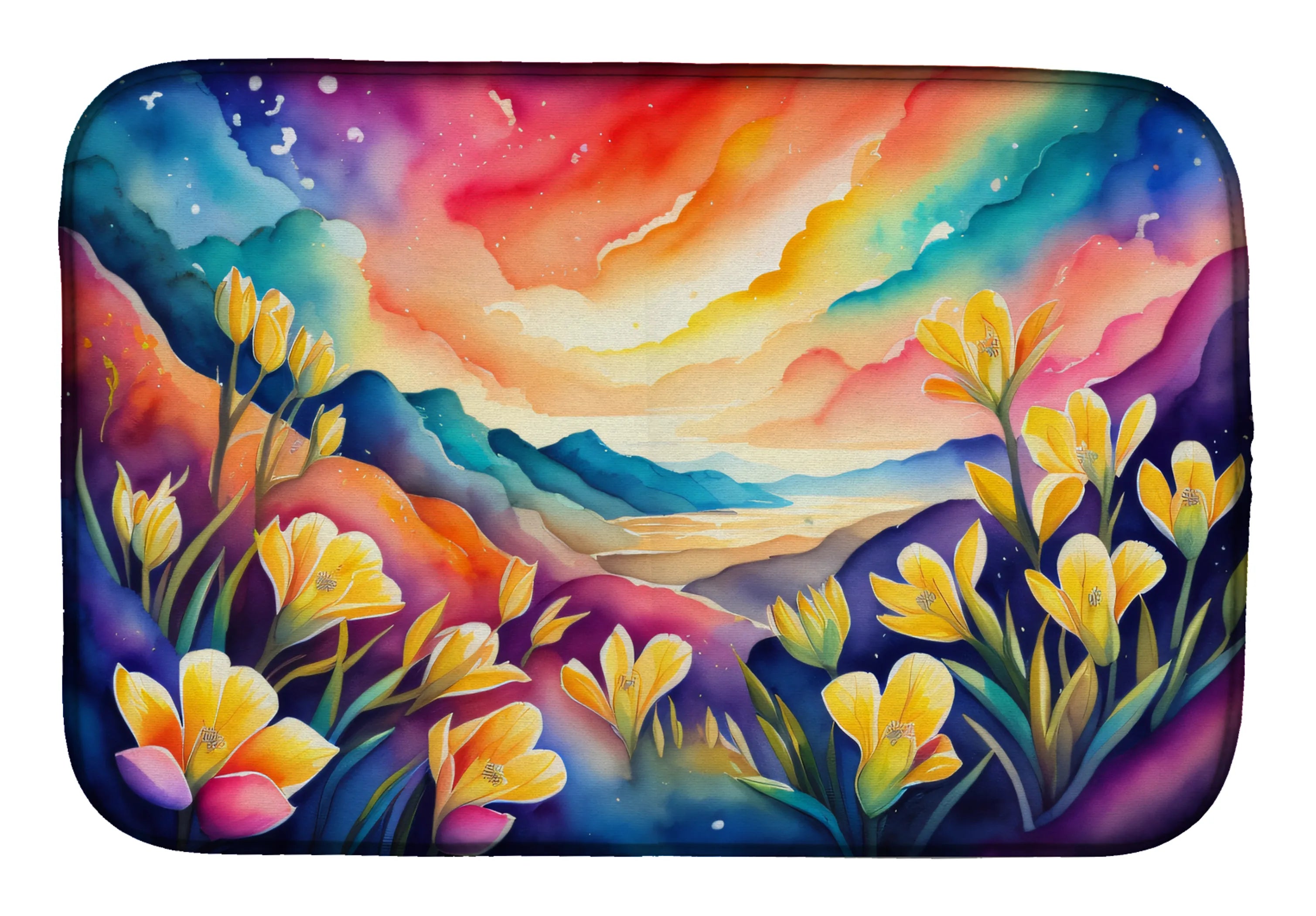 Flowers in Color Dish Drying Mat - Size: 14  X 21" | Pack Of: 1 | Collection name: Flowers in color