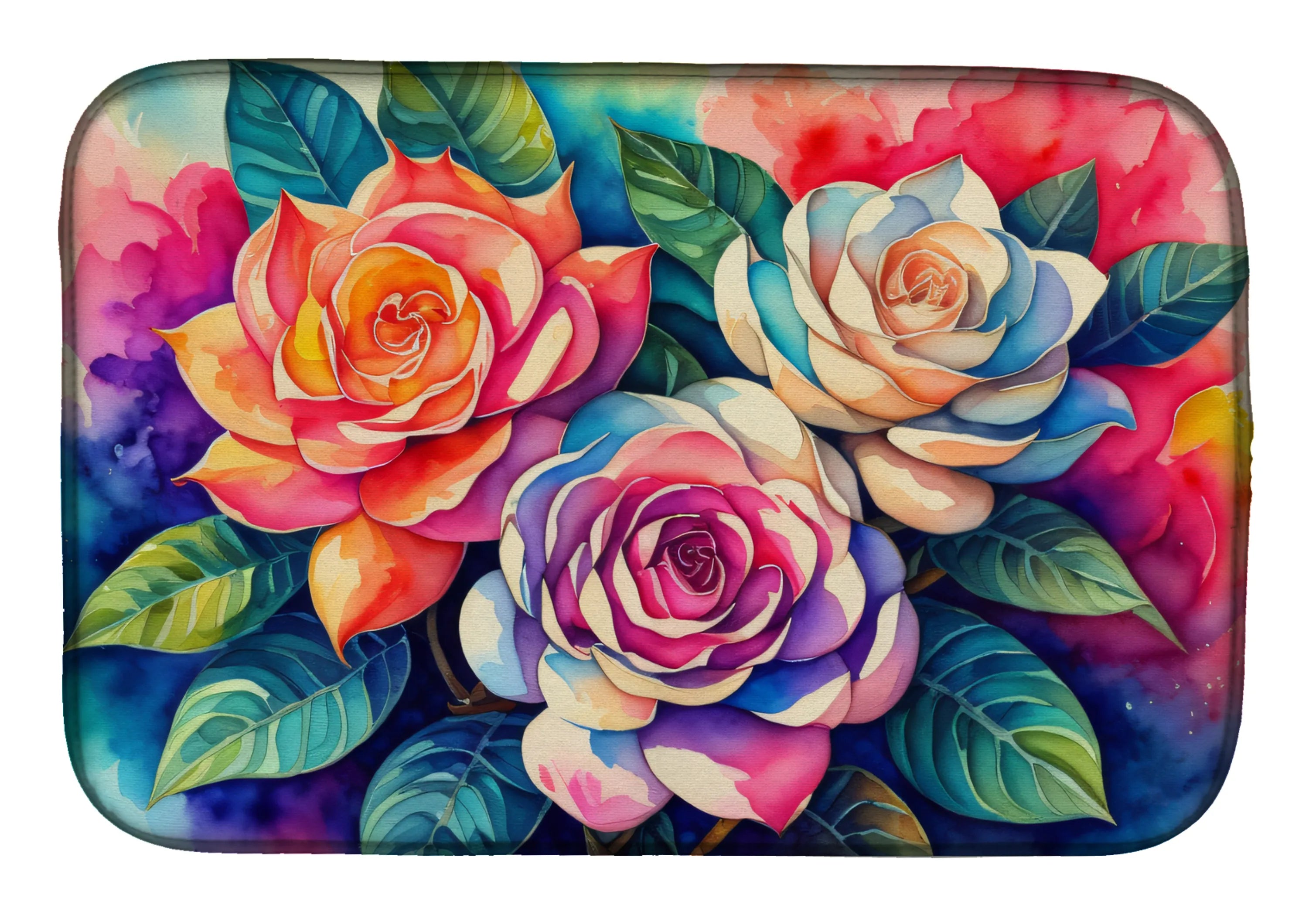 Flowers in Color Dish Drying Mat - Size: 14  X 21" | Pack Of: 1 | Collection name: Flowers in color