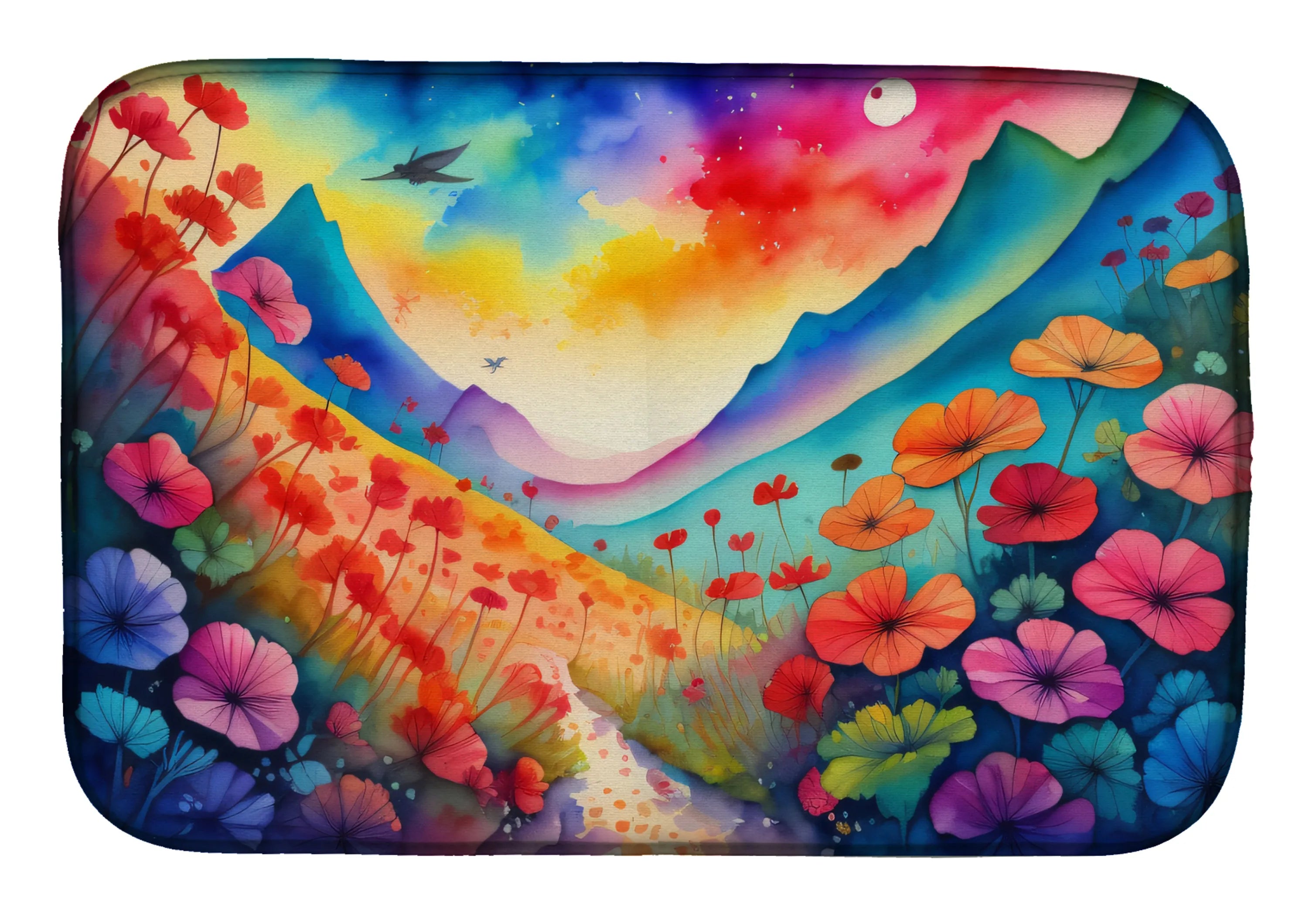 Flowers in Color Dish Drying Mat - Size: 14  X 21" | Pack Of: 1 | Collection name: Flowers in color