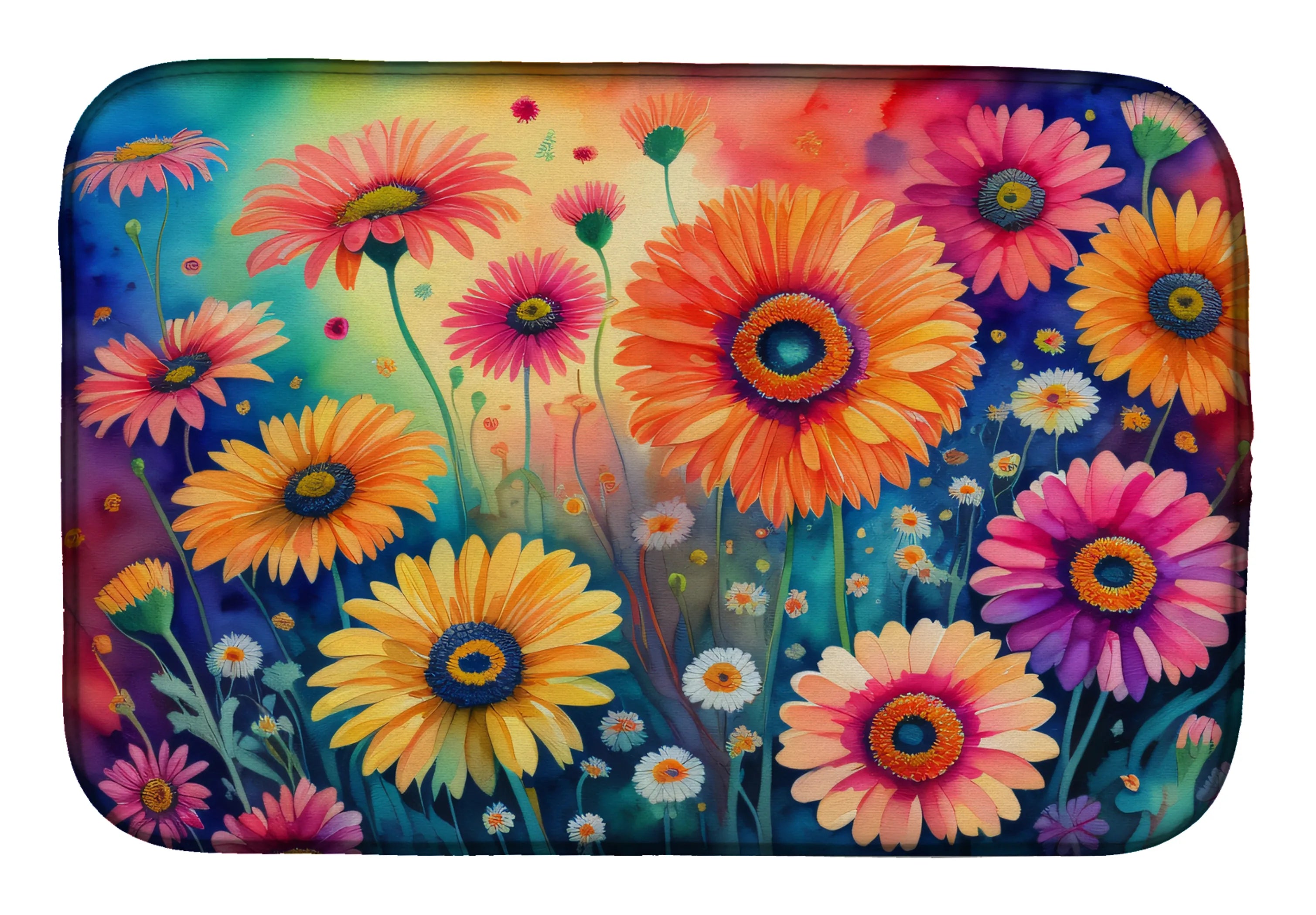 Flowers in Color Dish Drying Mat - Size: 14  X 21" | Pack Of: 1 | Collection name: Flowers in color