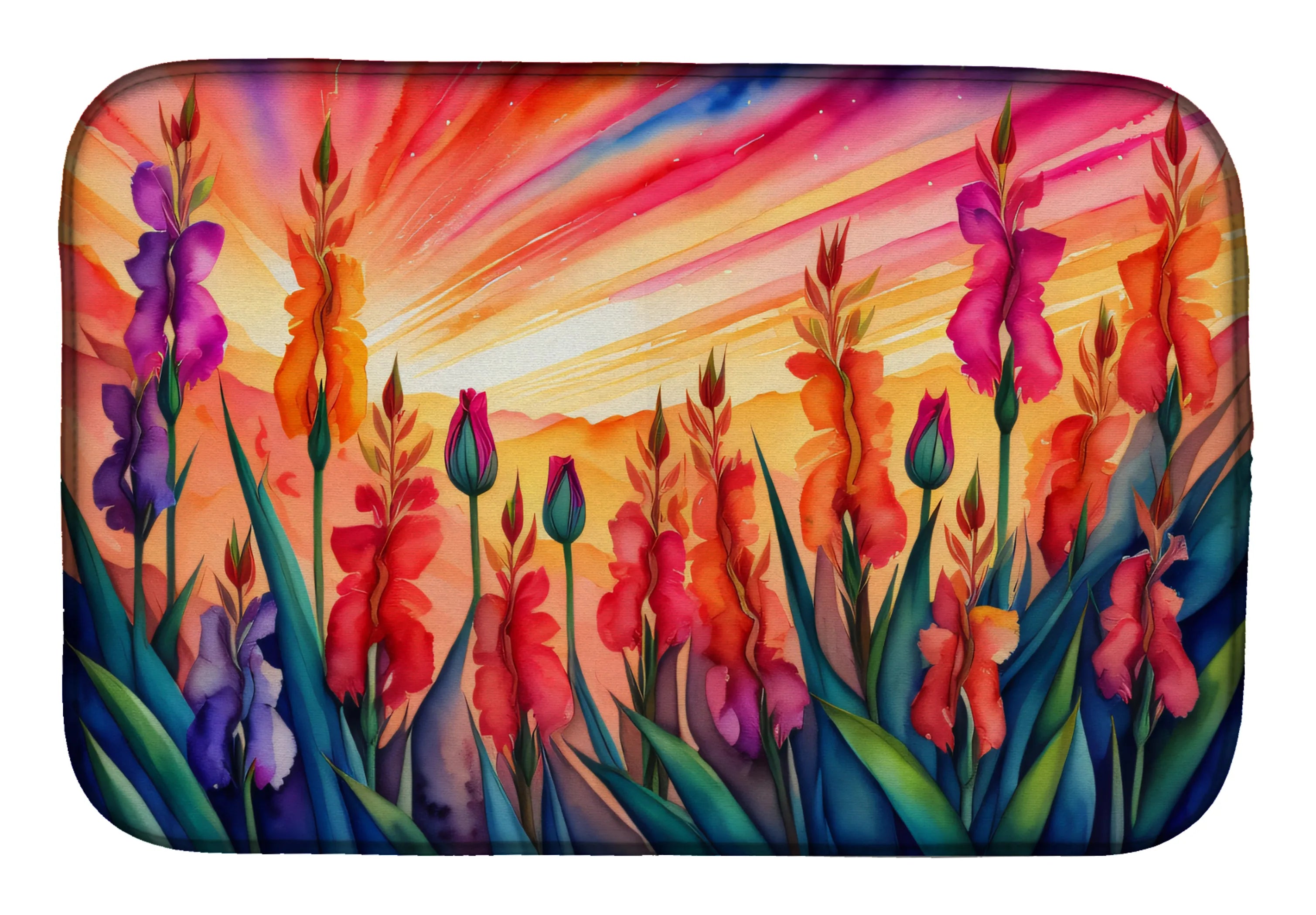Flowers in Color Dish Drying Mat - Size: 14  X 21" | Pack Of: 1 | Collection name: Flowers in color