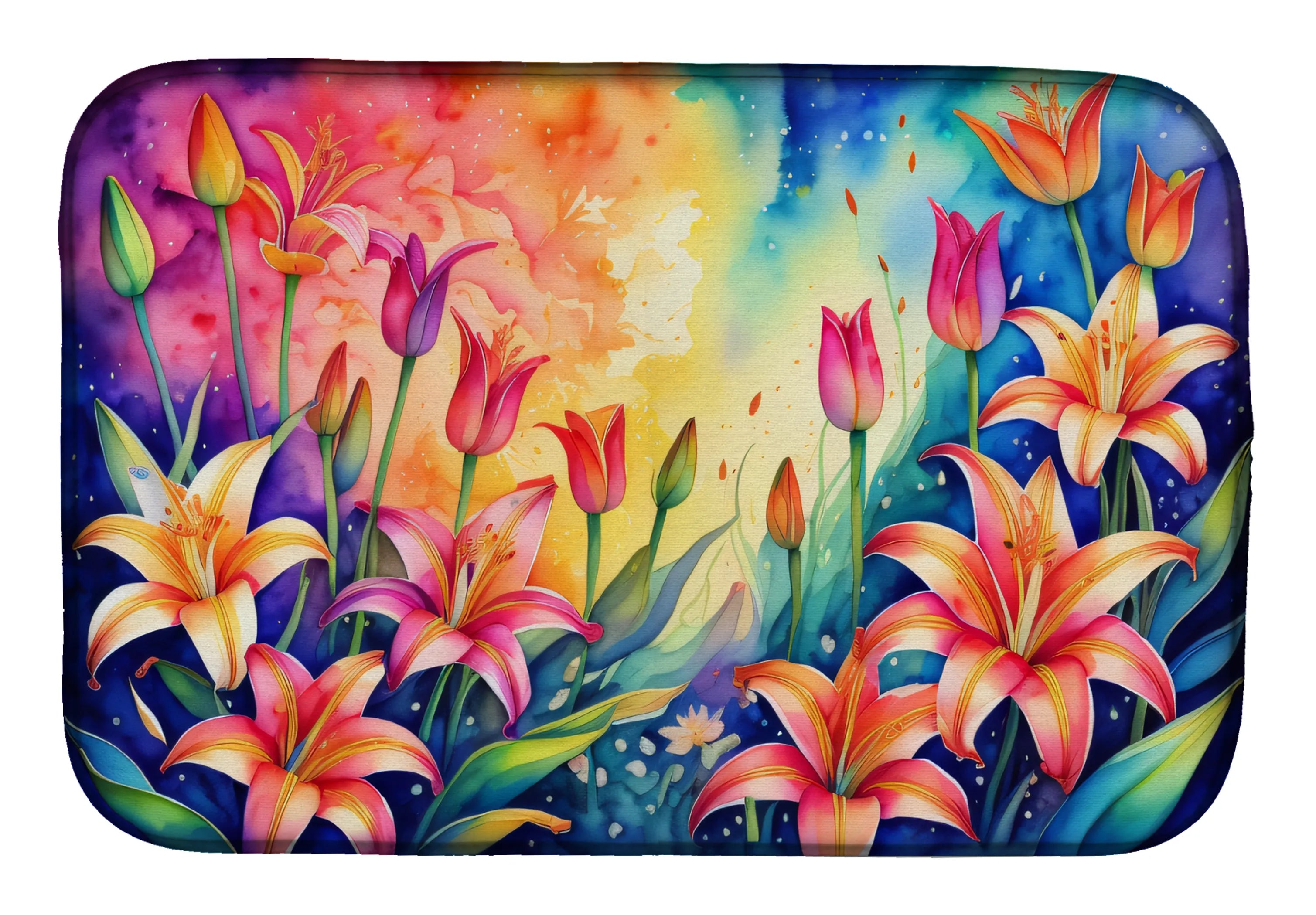 Flowers in Color Dish Drying Mat - Size: 14  X 21" | Pack Of: 1 | Collection name: Flowers in color