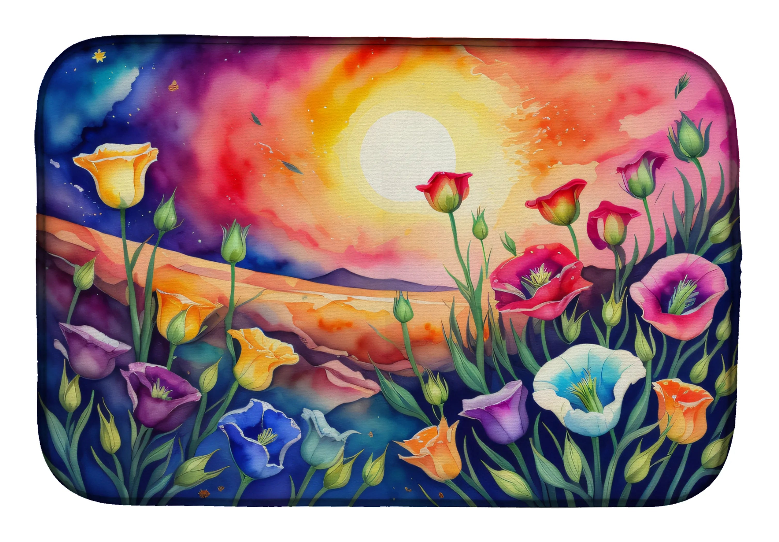 Flowers in Color Dish Drying Mat - Size: 14  X 21" | Pack Of: 1 | Collection name: Flowers in color