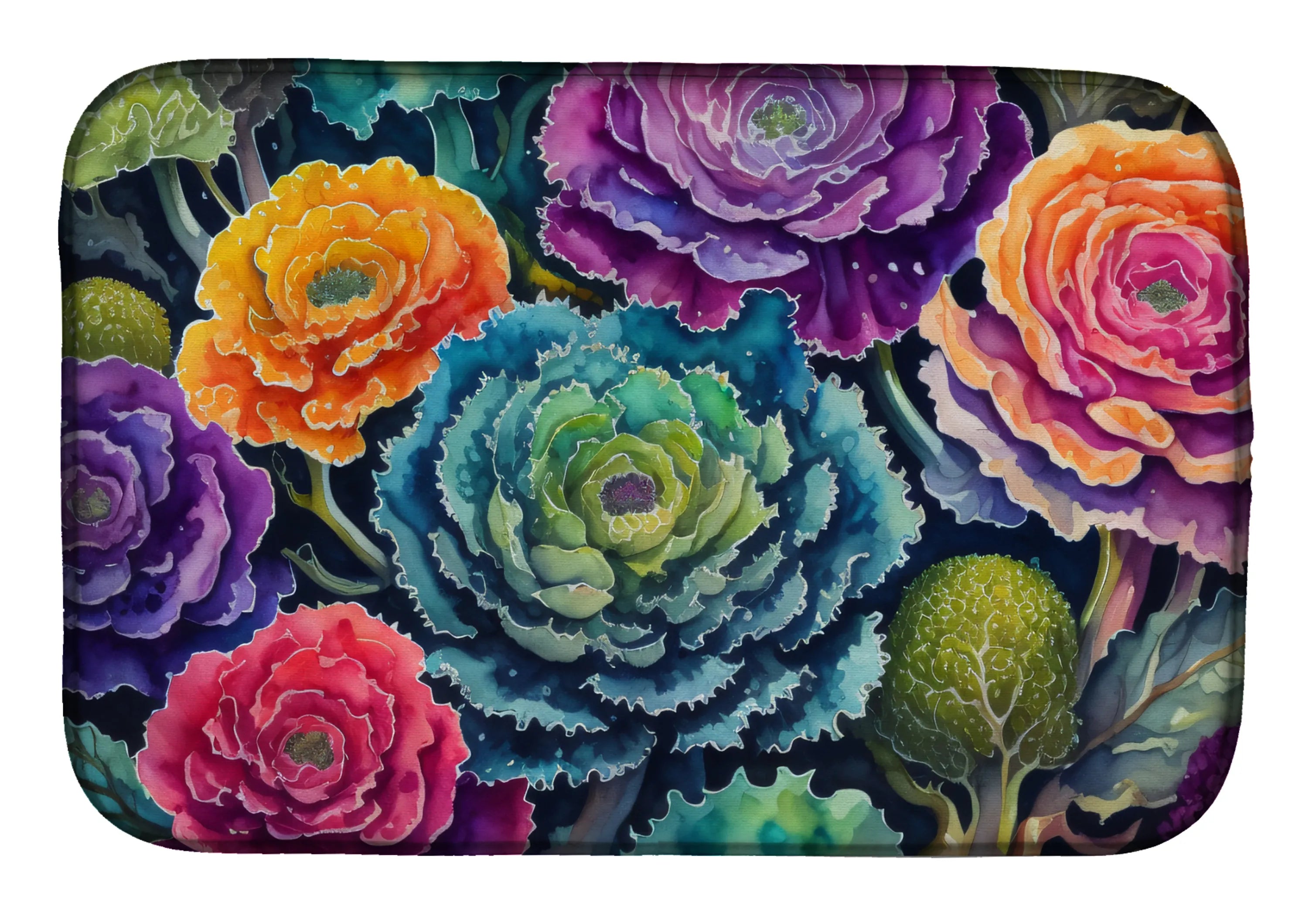 Flowers in Color Dish Drying Mat - Size: 14  X 21" | Pack Of: 1 | Collection name: Flowers in color