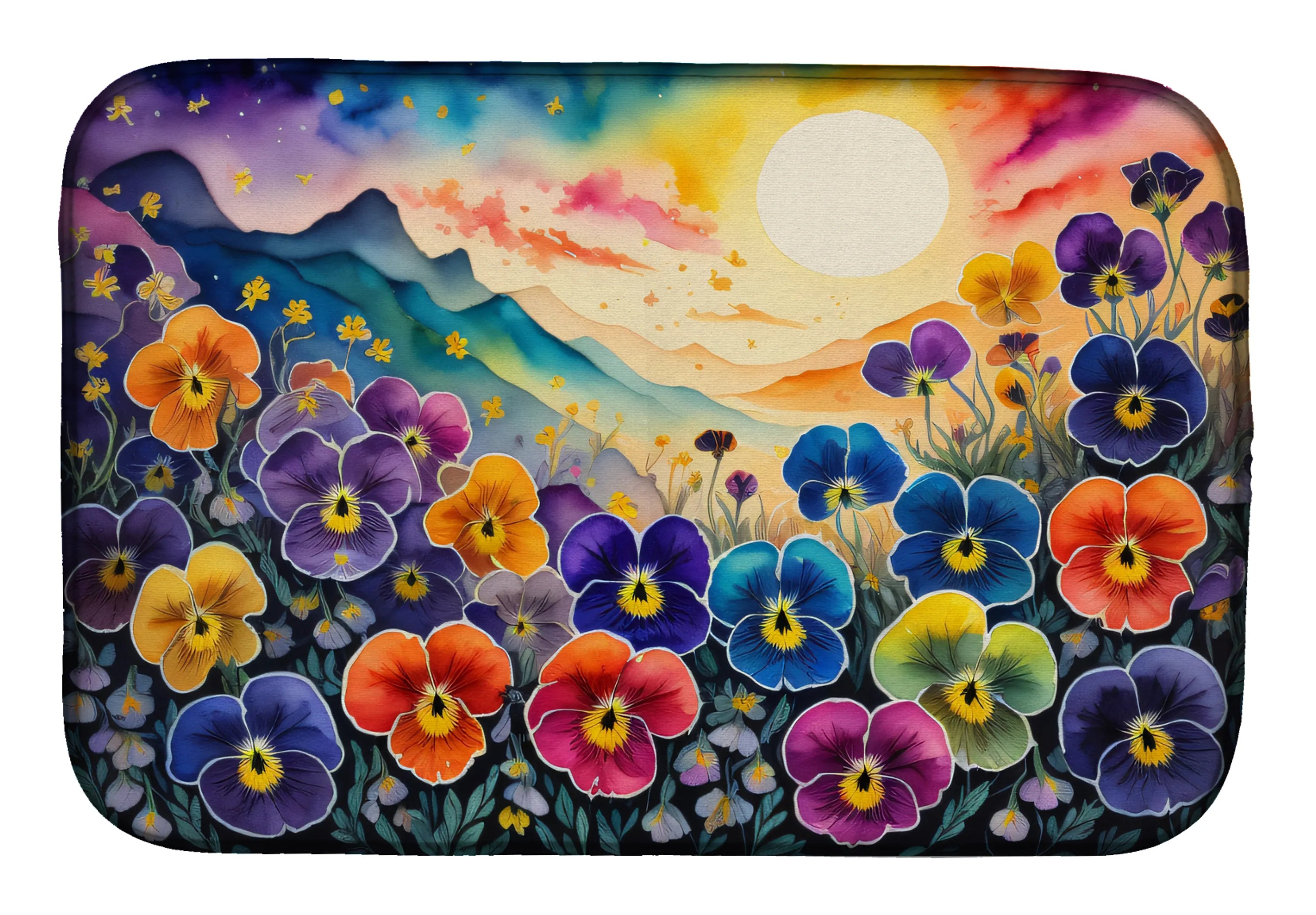 Flowers in Color Dish Drying Mat - Size: 14  X 21" | Pack Of: 1 | Collection name: Flowers in color