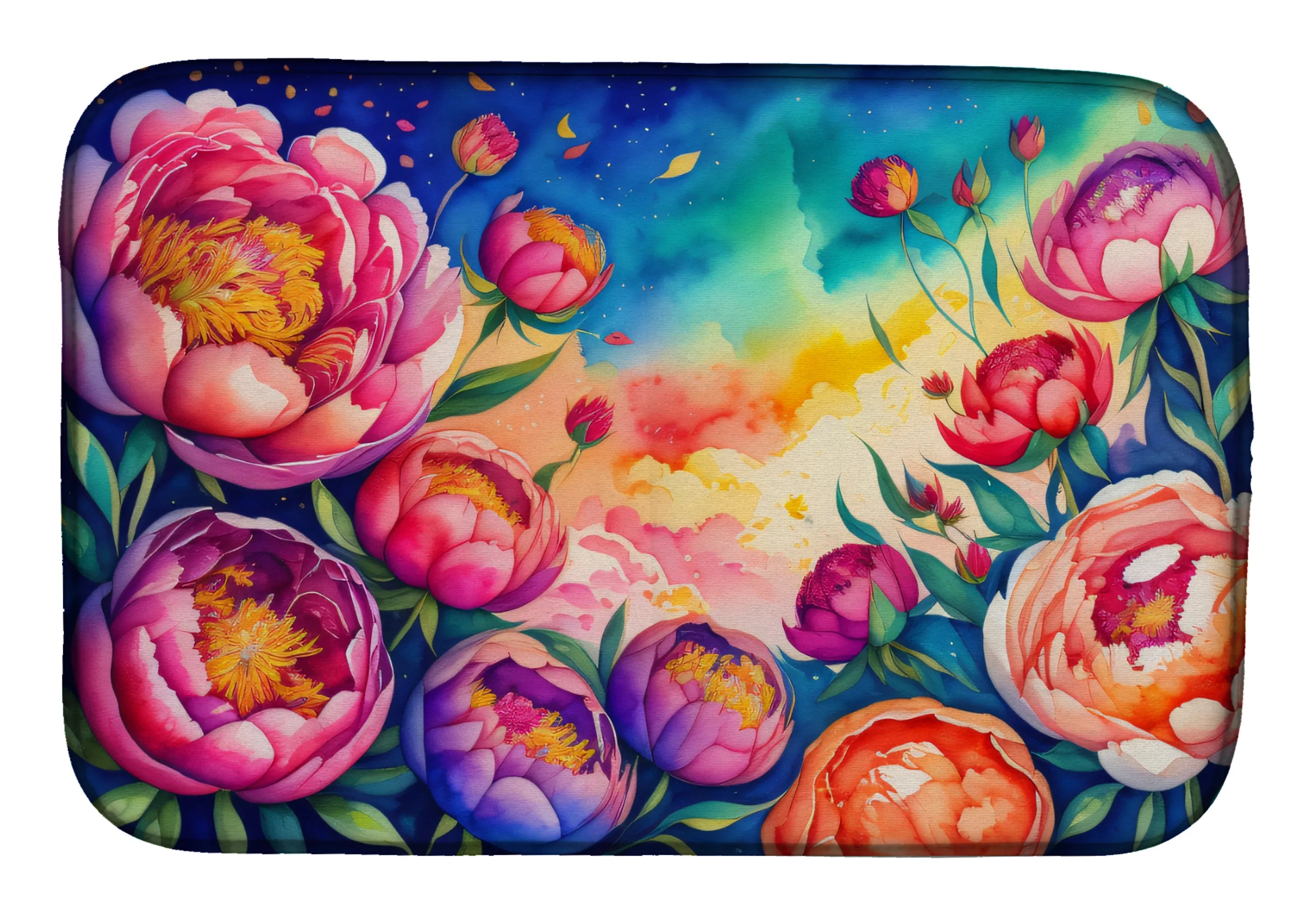 Flowers in Color Dish Drying Mat - Size: 14  X 21" | Pack Of: 1 | Collection name: Flowers in color
