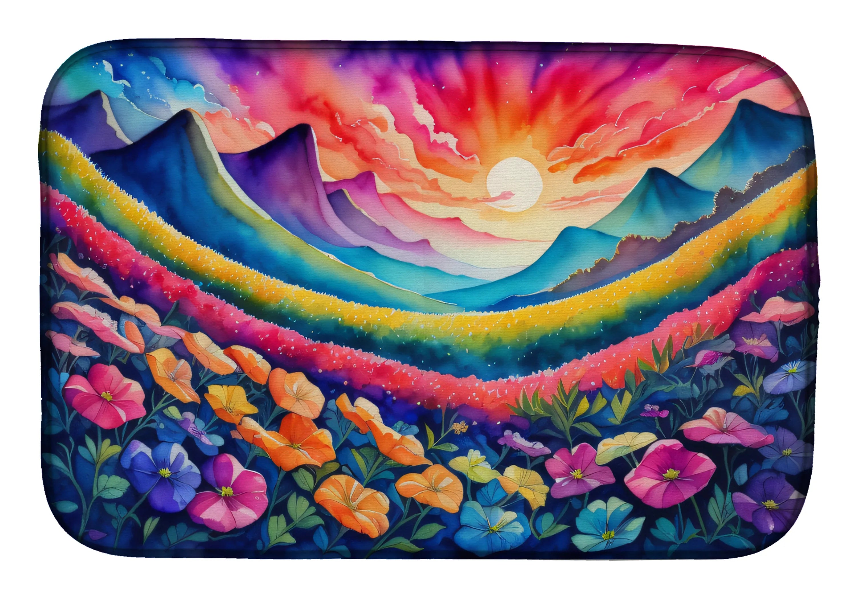 Flowers in Color Dish Drying Mat - Size: 14  X 21" | Pack Of: 1 | Collection name: Flowers in color