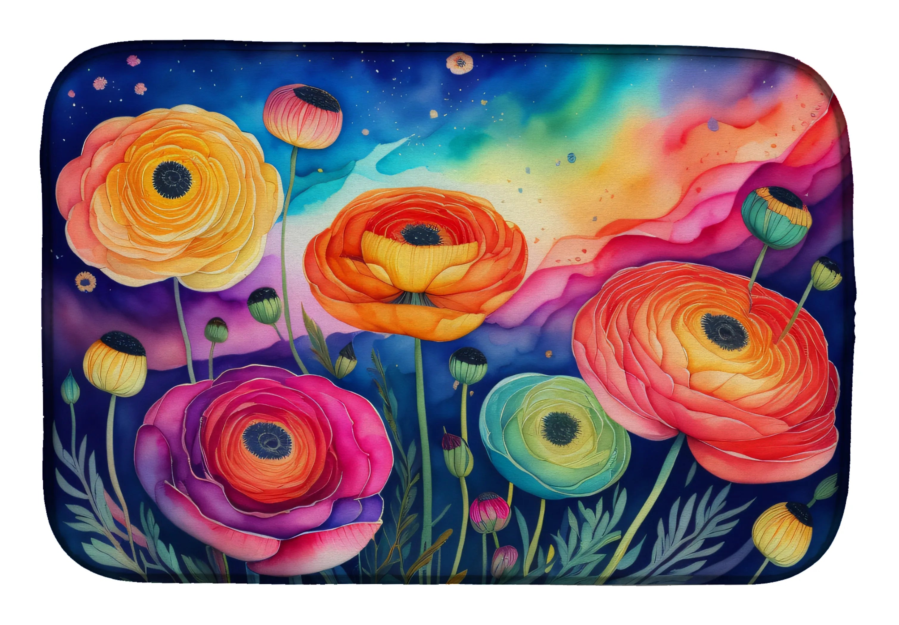 Flowers in Color Dish Drying Mat - Size: 14  X 21" | Pack Of: 1 | Collection name: Flowers in color
