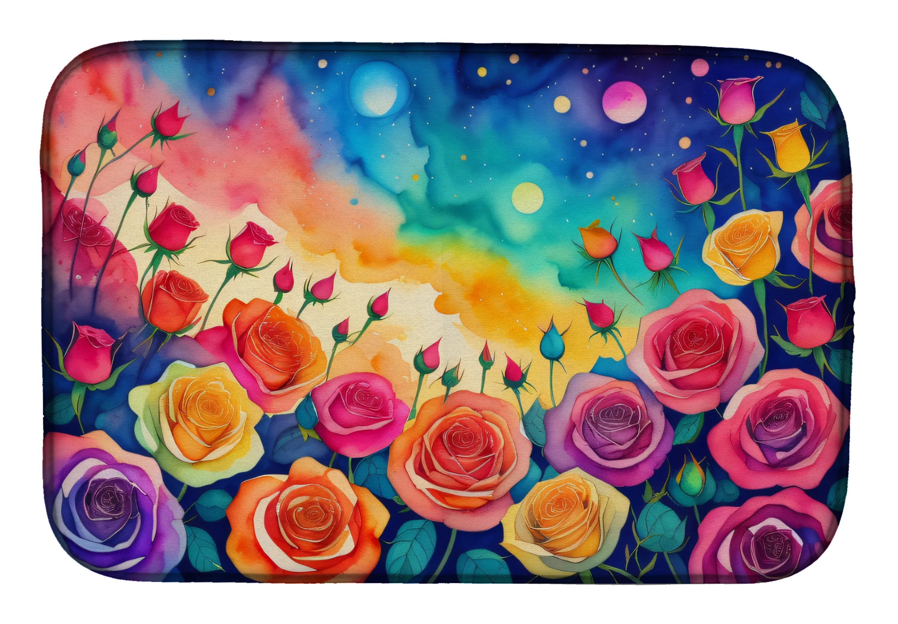 Flowers in Color Dish Drying Mat - Size: 14  X 21" | Pack Of: 1 | Collection name: Flowers in color