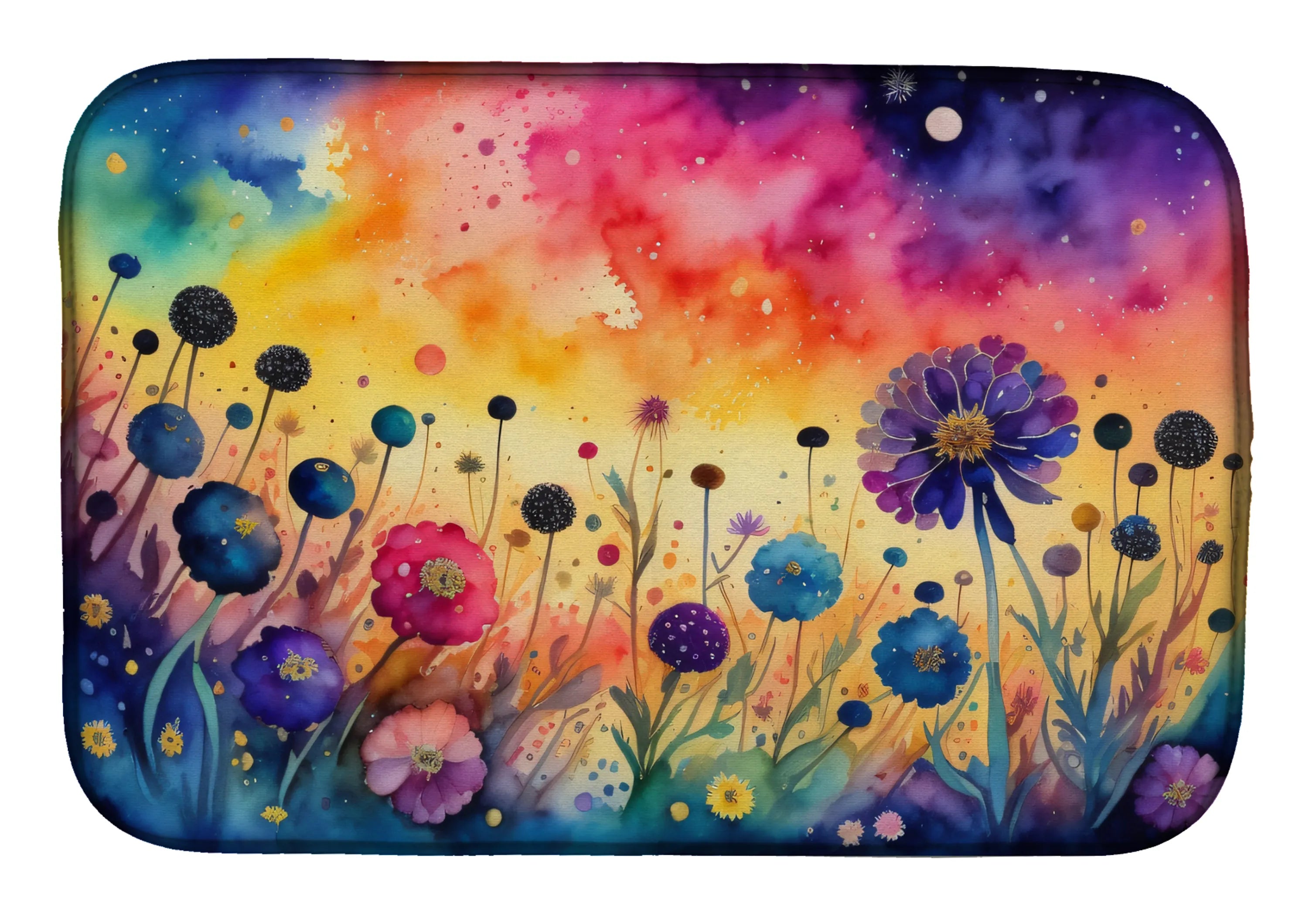 Flowers in Color Dish Drying Mat - Size: 14  X 21" | Pack Of: 1 | Collection name: Flowers in color