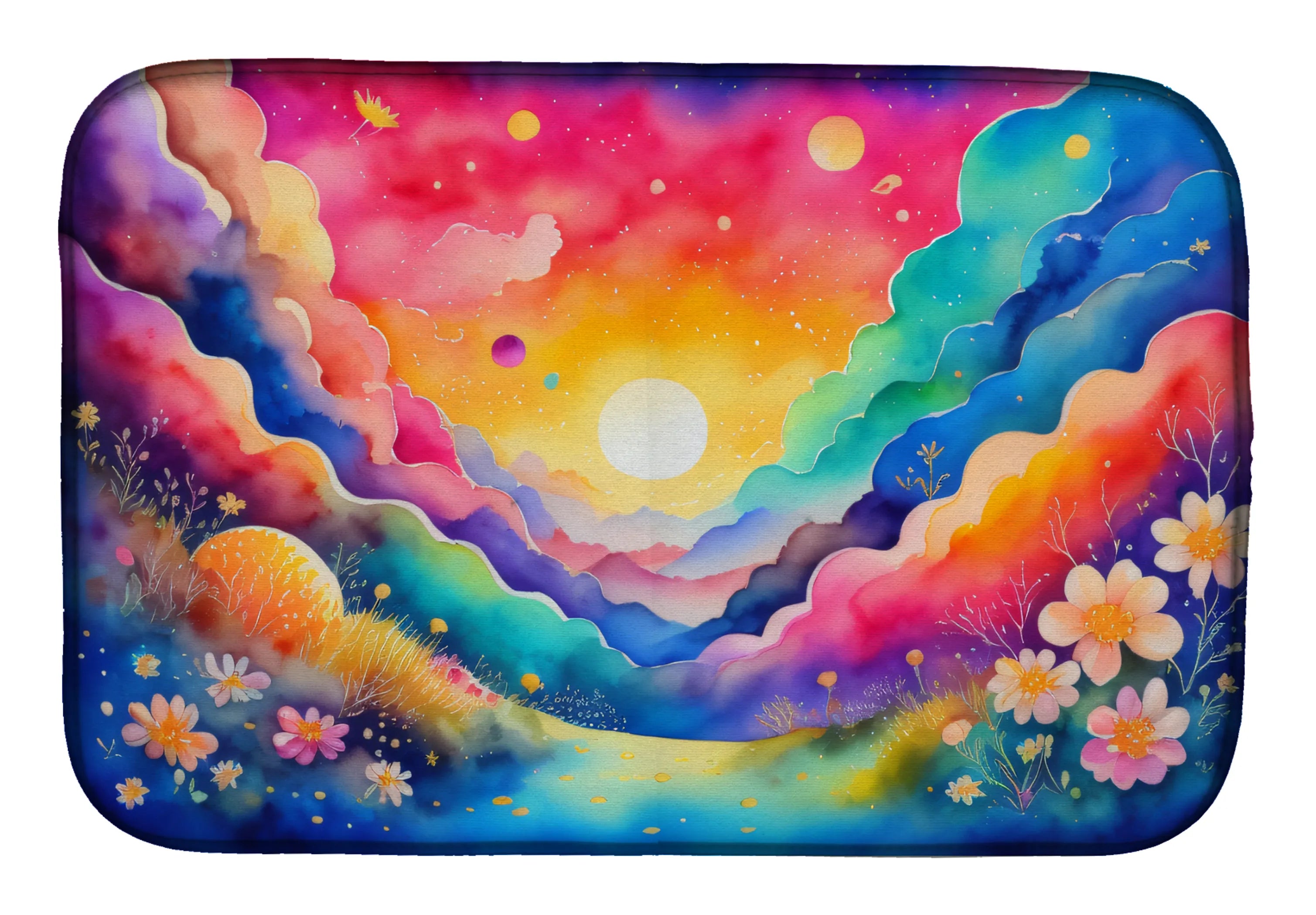 Flowers in Color Dish Drying Mat - Size: 14  X 21" | Pack Of: 1 | Collection name: Flowers in color