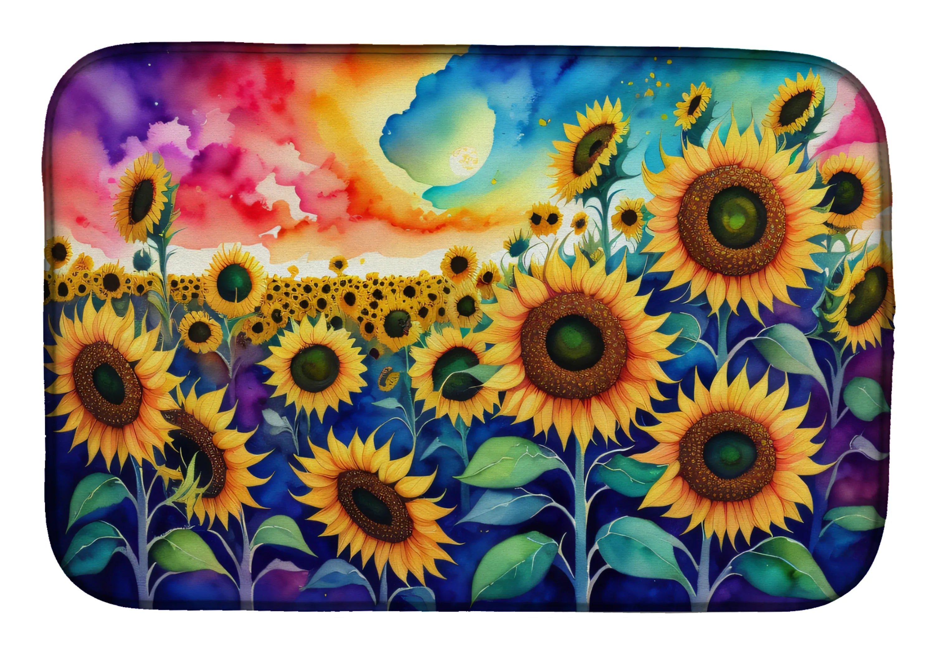 Flowers in Color Dish Drying Mat - Size: 14  X 21" | Pack Of: 1 | Collection name: Flowers in color