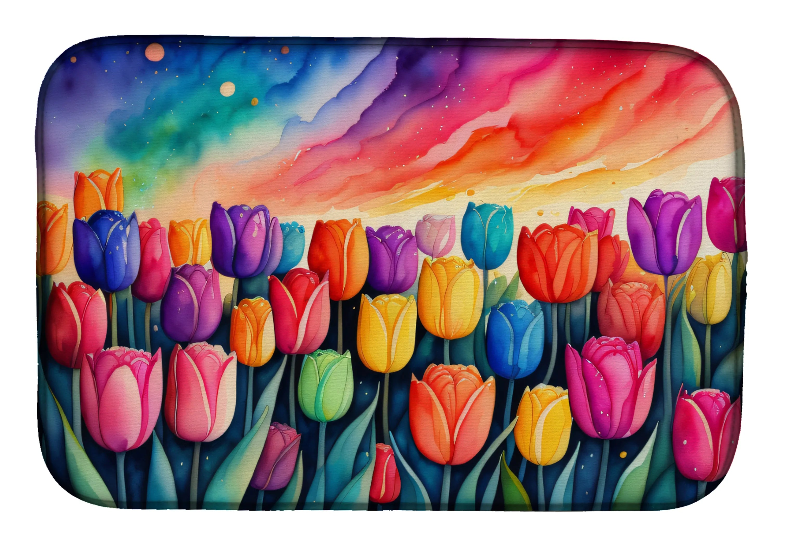 Flowers in Color Dish Drying Mat - Size: 14  X 21" | Pack Of: 1 | Collection name: Flowers in color
