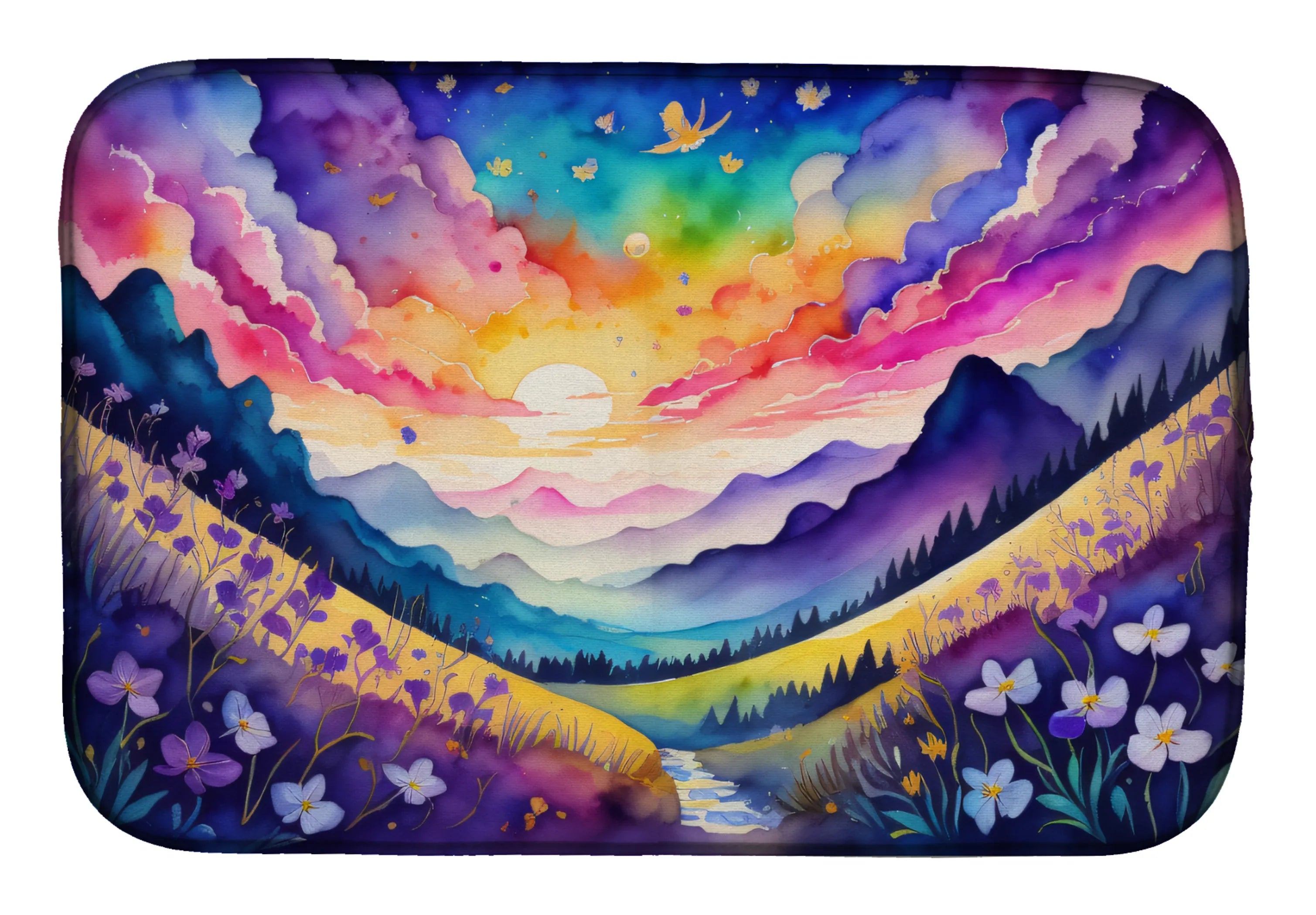 Flowers in Color Dish Drying Mat - Size: 14  X 21" | Pack Of: 1 | Collection name: Flowers in color