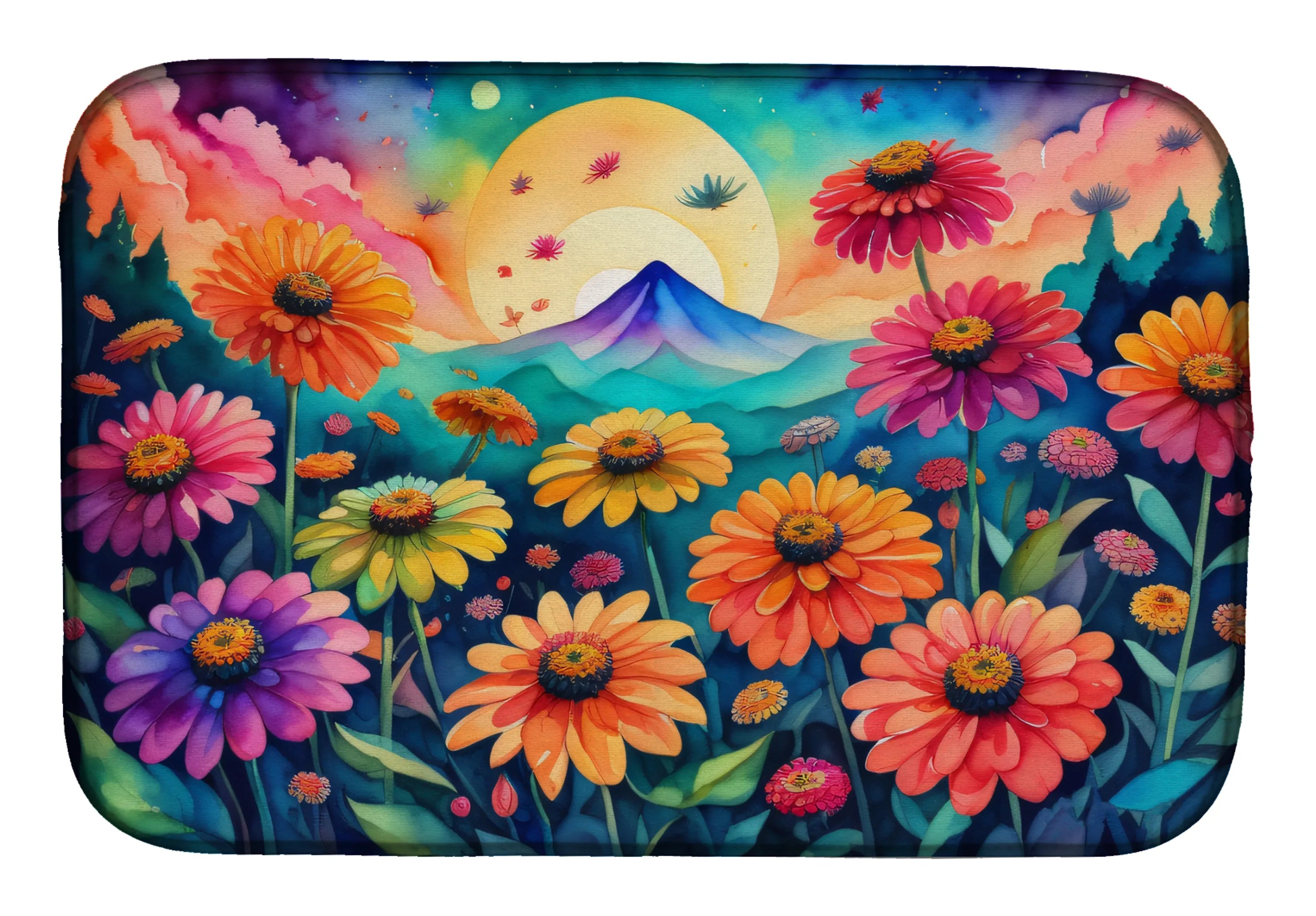 Flowers in Color Dish Drying Mat - Size: 14  X 21" | Pack Of: 1 | Collection name: Flowers in color
