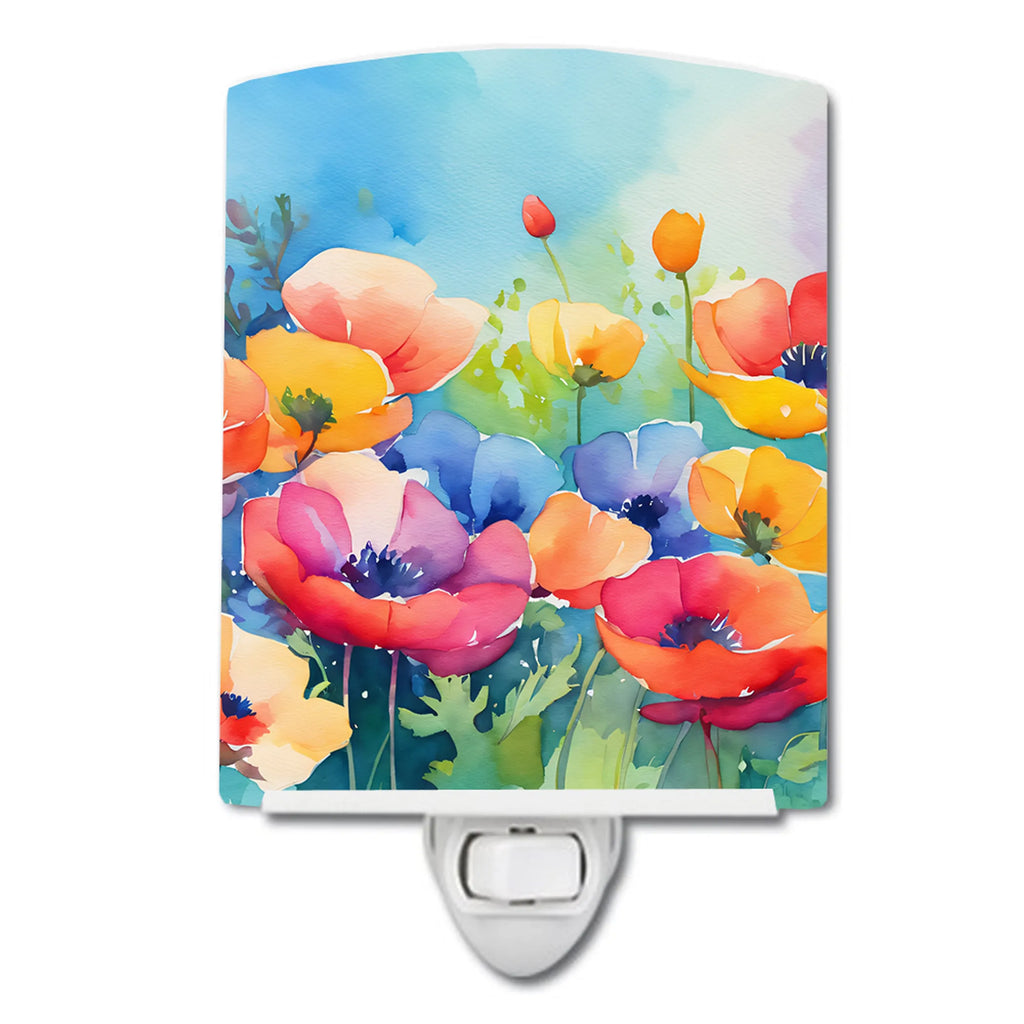 Flowers in Watercolor Ceramic Night Light - Pack Of: 1 | Collection name: Flowers in watercolor