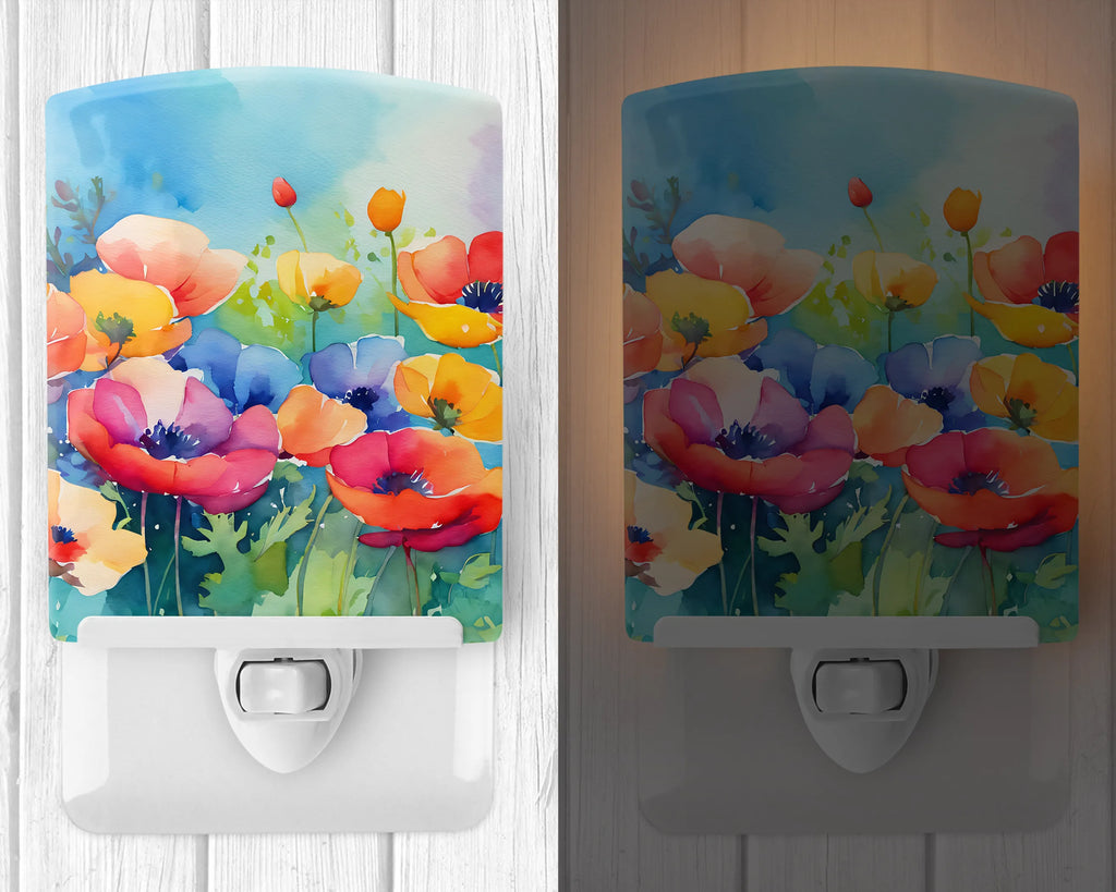 Flowers in Watercolor Ceramic Night Light - Pack Of: 1 | Collection name: Flowers in watercolor
