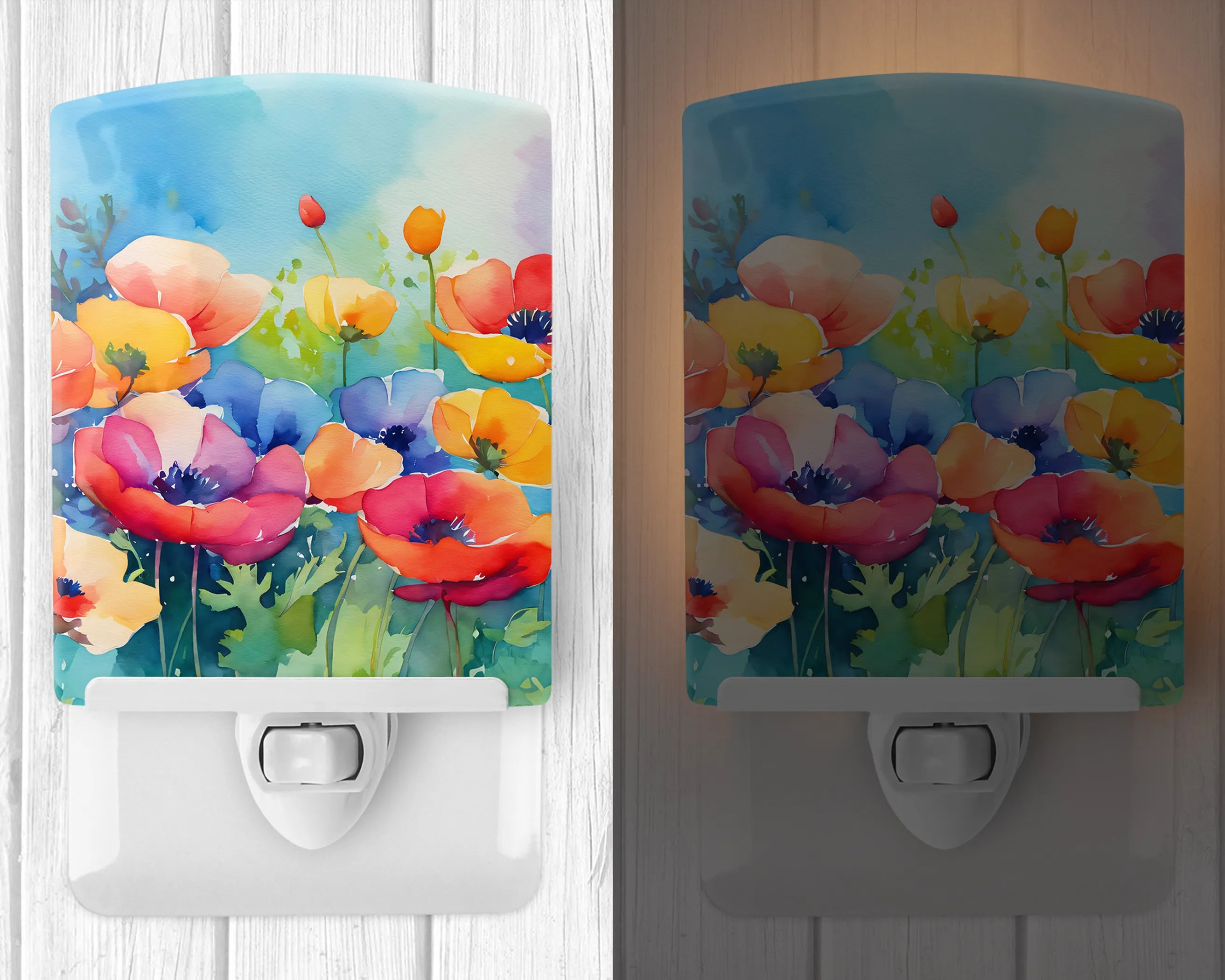 Flowers in Watercolor Ceramic Night Light - Pack Of: 1 | Collection name: Flowers in watercolor