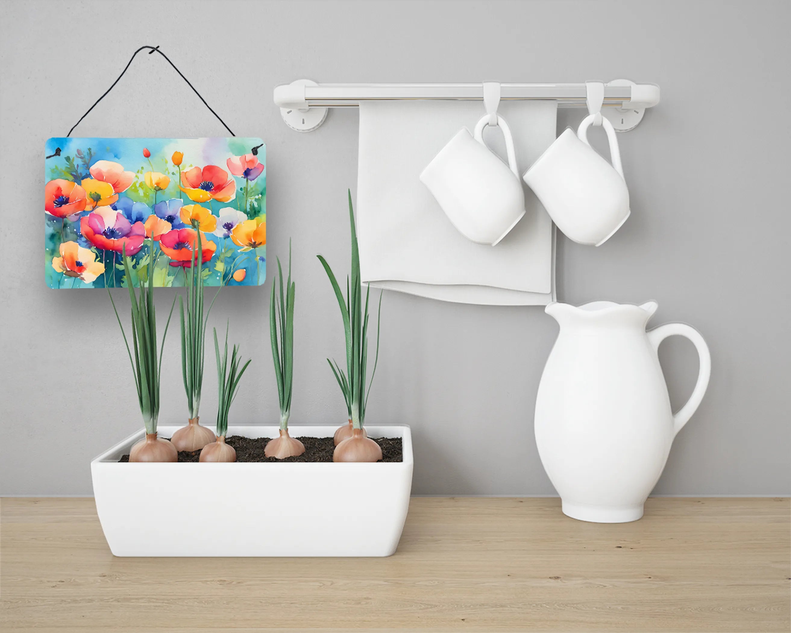 Flowers in Watercolor Wall or Door Hanging Prints - Size: 8HX12W | Pack Of: 1 | Collection name: Flowers in watercolor
